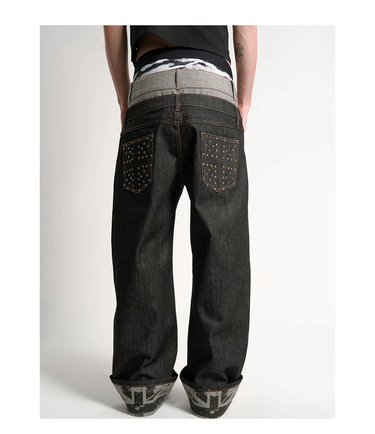 Union Cuff Studded Baggy Jeans