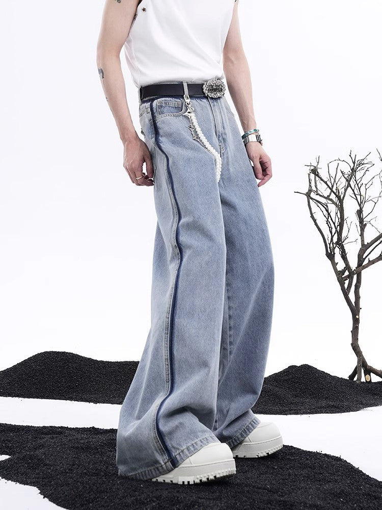Light Wash Denim Short Sleeve Jacket and Wide Leg Pants Setup