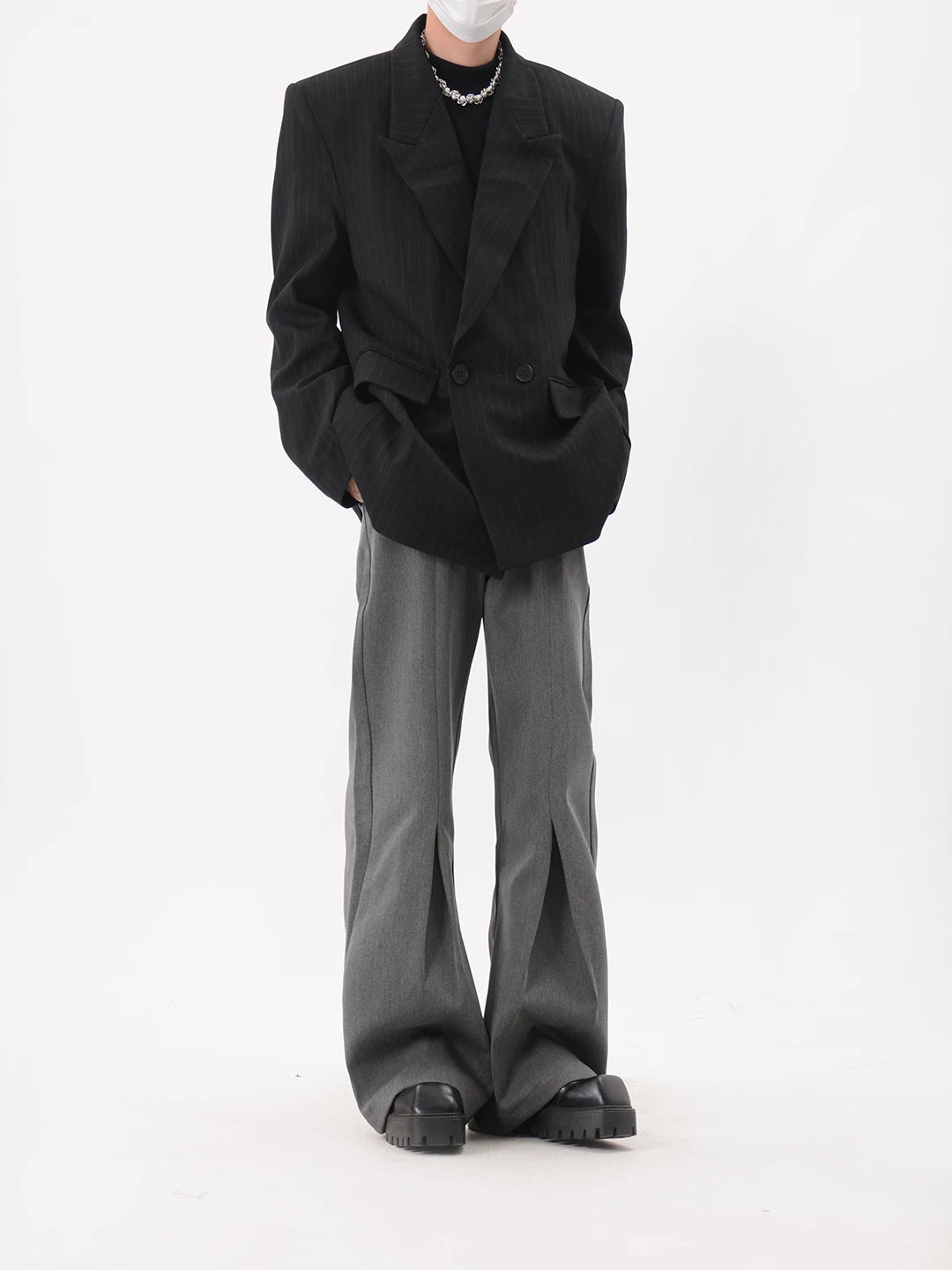 Pinstripe Oversized Double Breasted Blazer