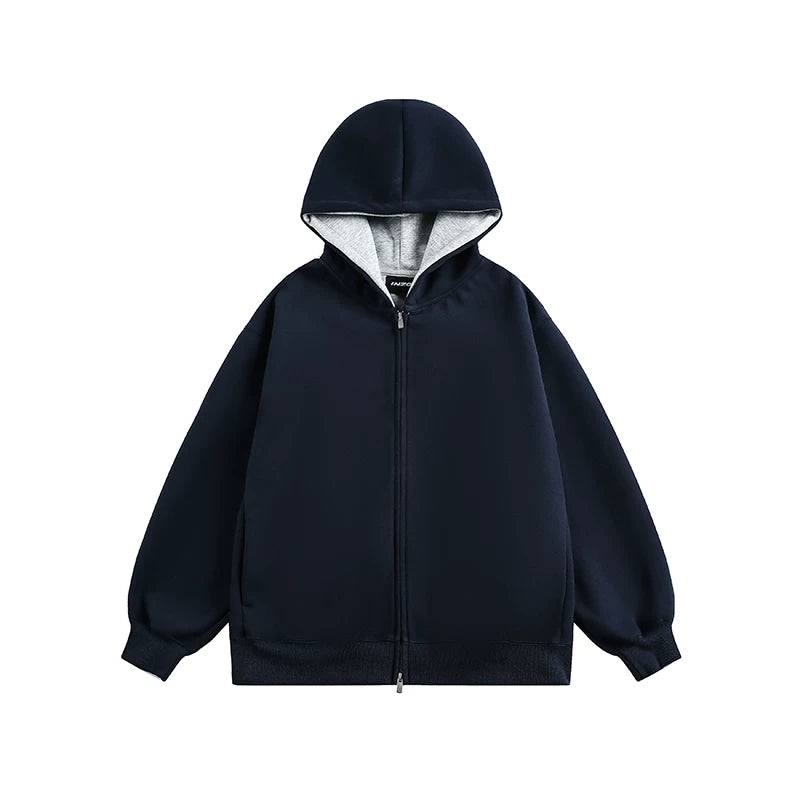 Dual-Tone Varsity Zip Hoodie