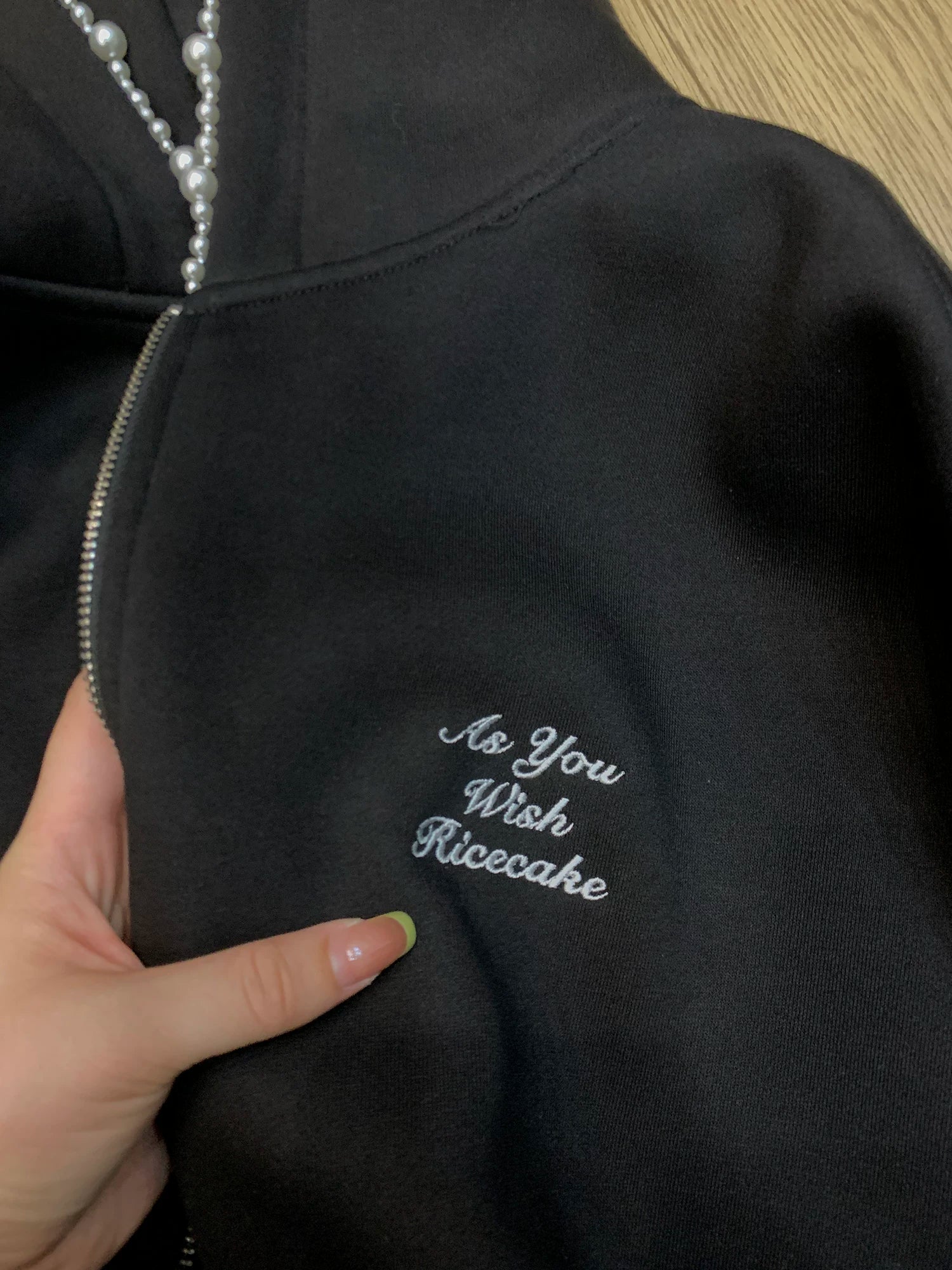 Pearl Trim Cloud Zip Hoodie