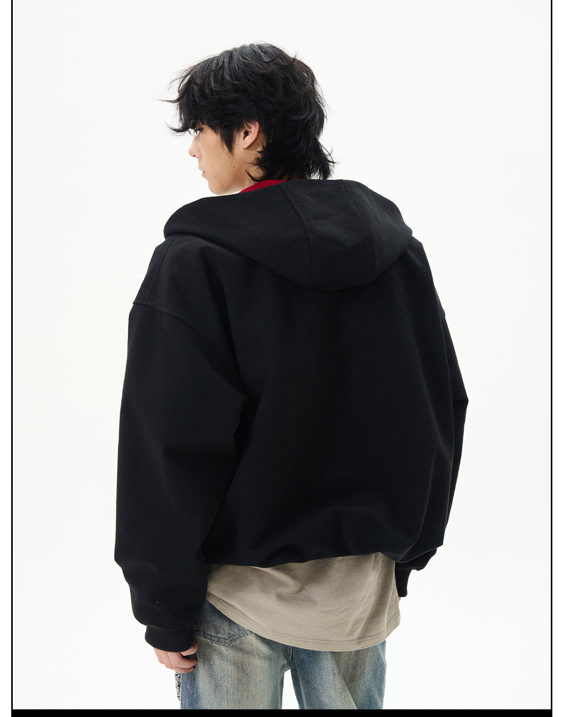 Blue Fleece Hooded Bomber Jacket