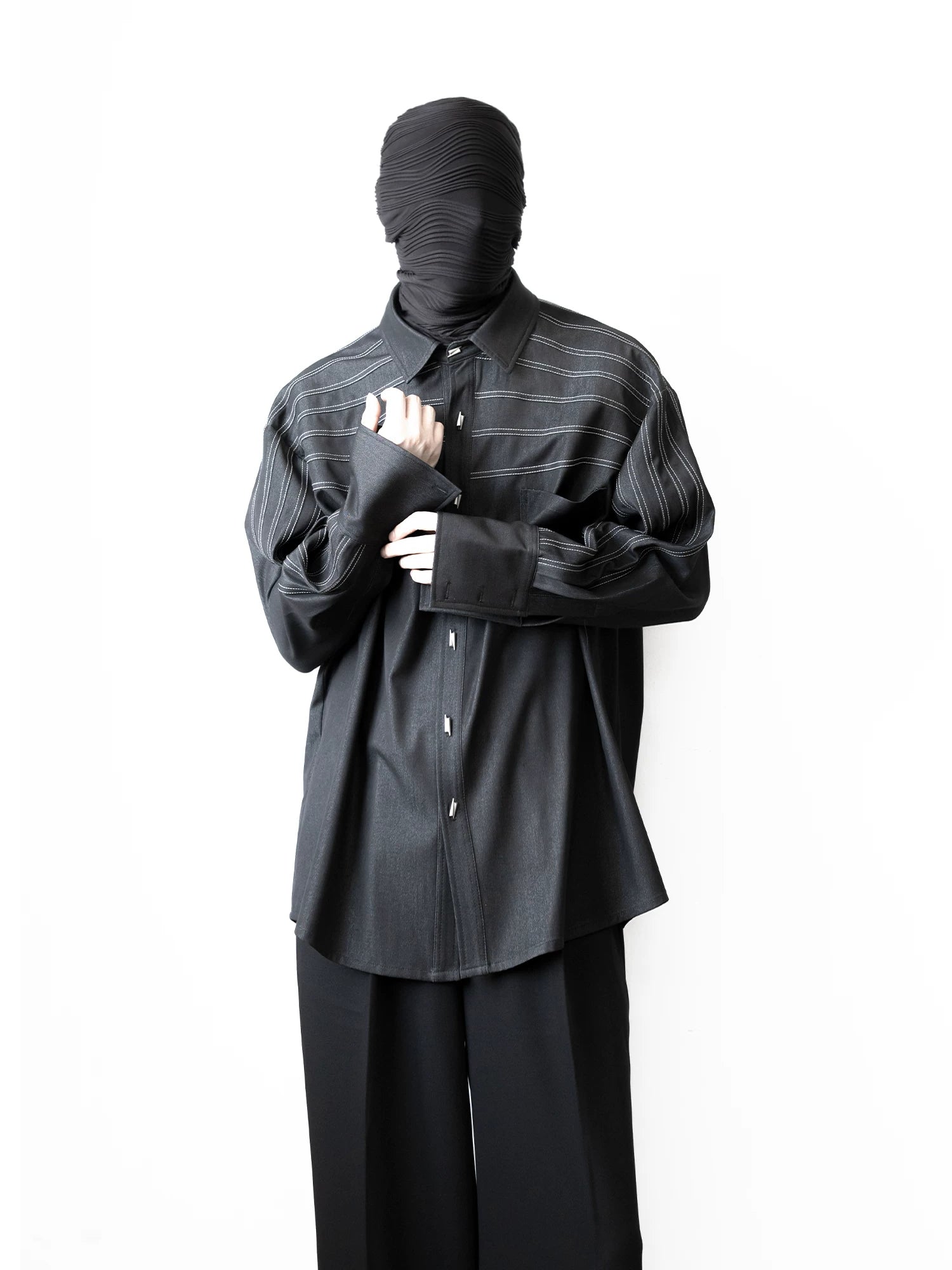 Midnight Rail Tab-Stripe Shirt