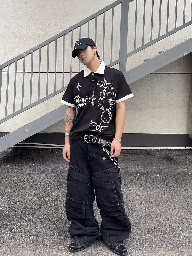 Gothic Stitch Contrast Polo