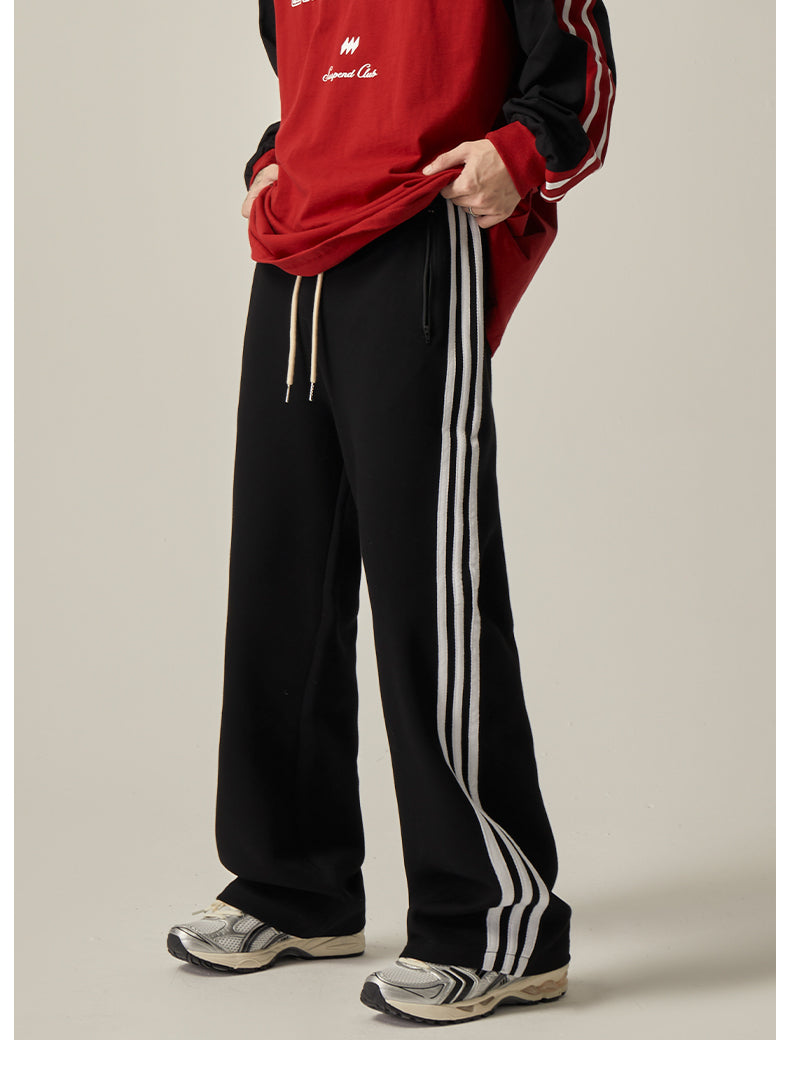 Brown Striped Wide Track Pants