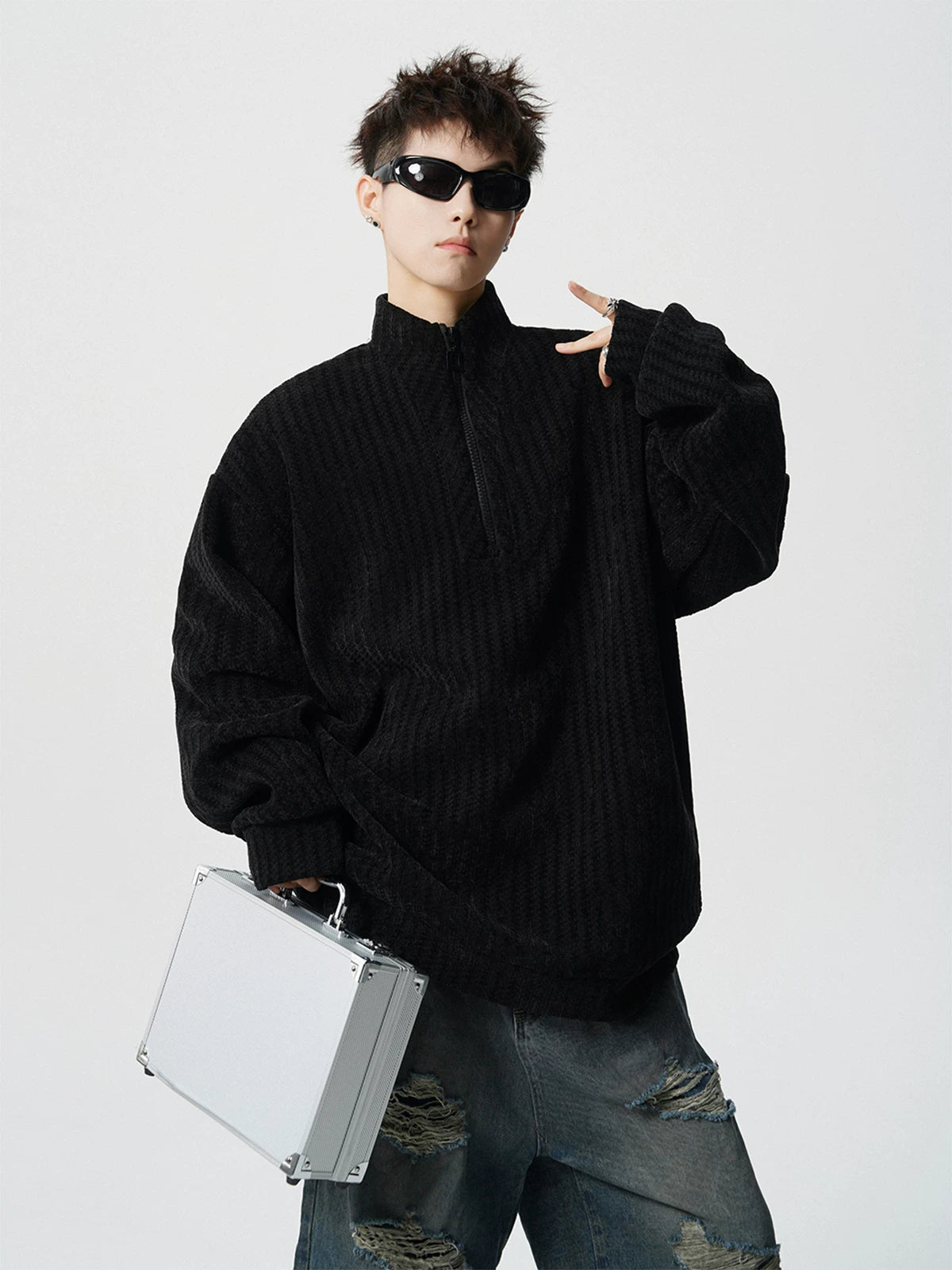 Pixel Weave Half-Zip Pullover