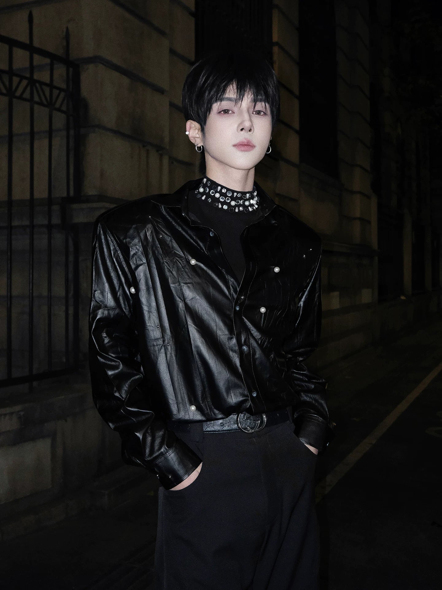 Midnight Prism Stud-Leather Eclipse Shirt