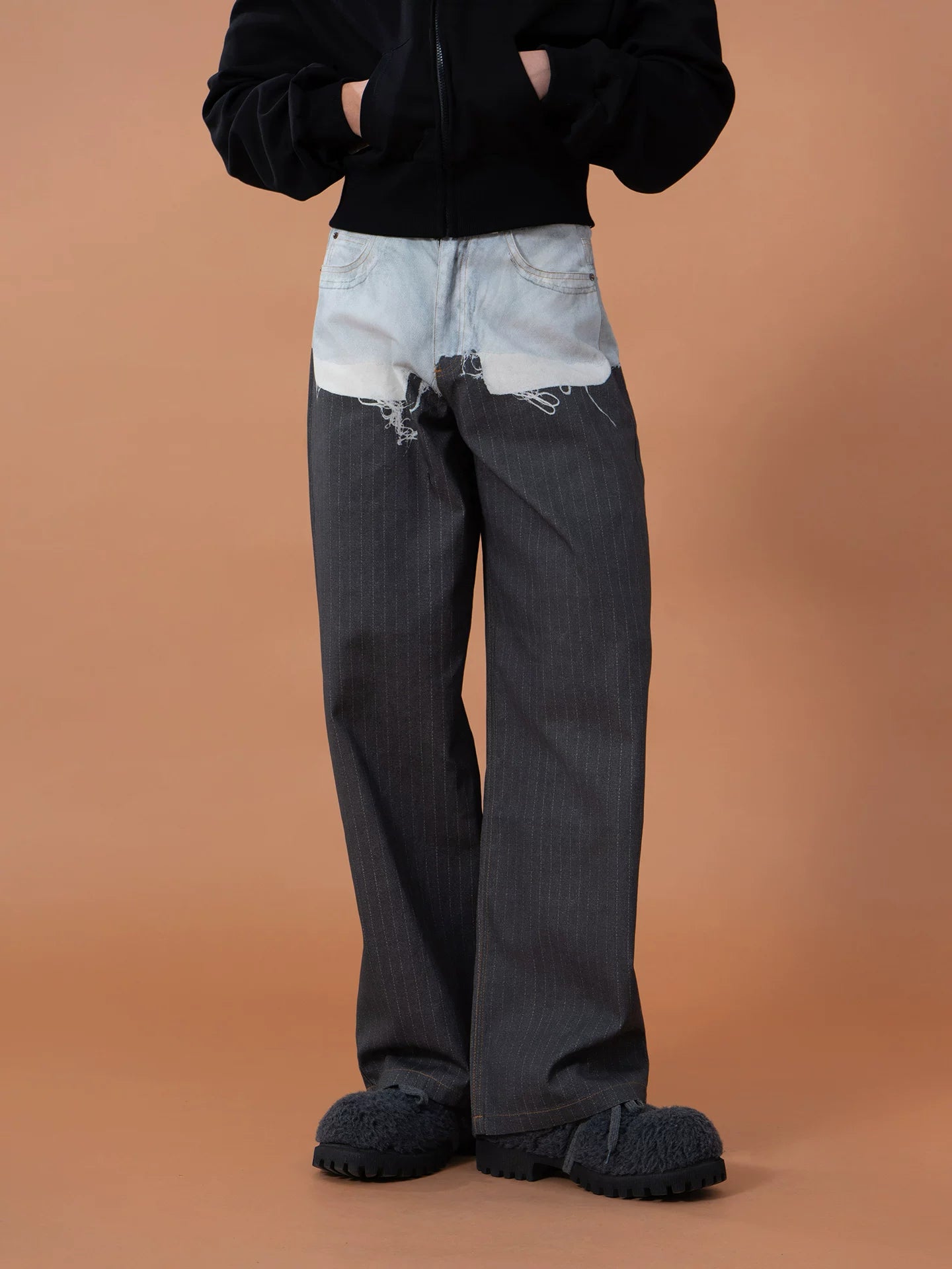 Pinstripe Splice Denim Yoke Trousers