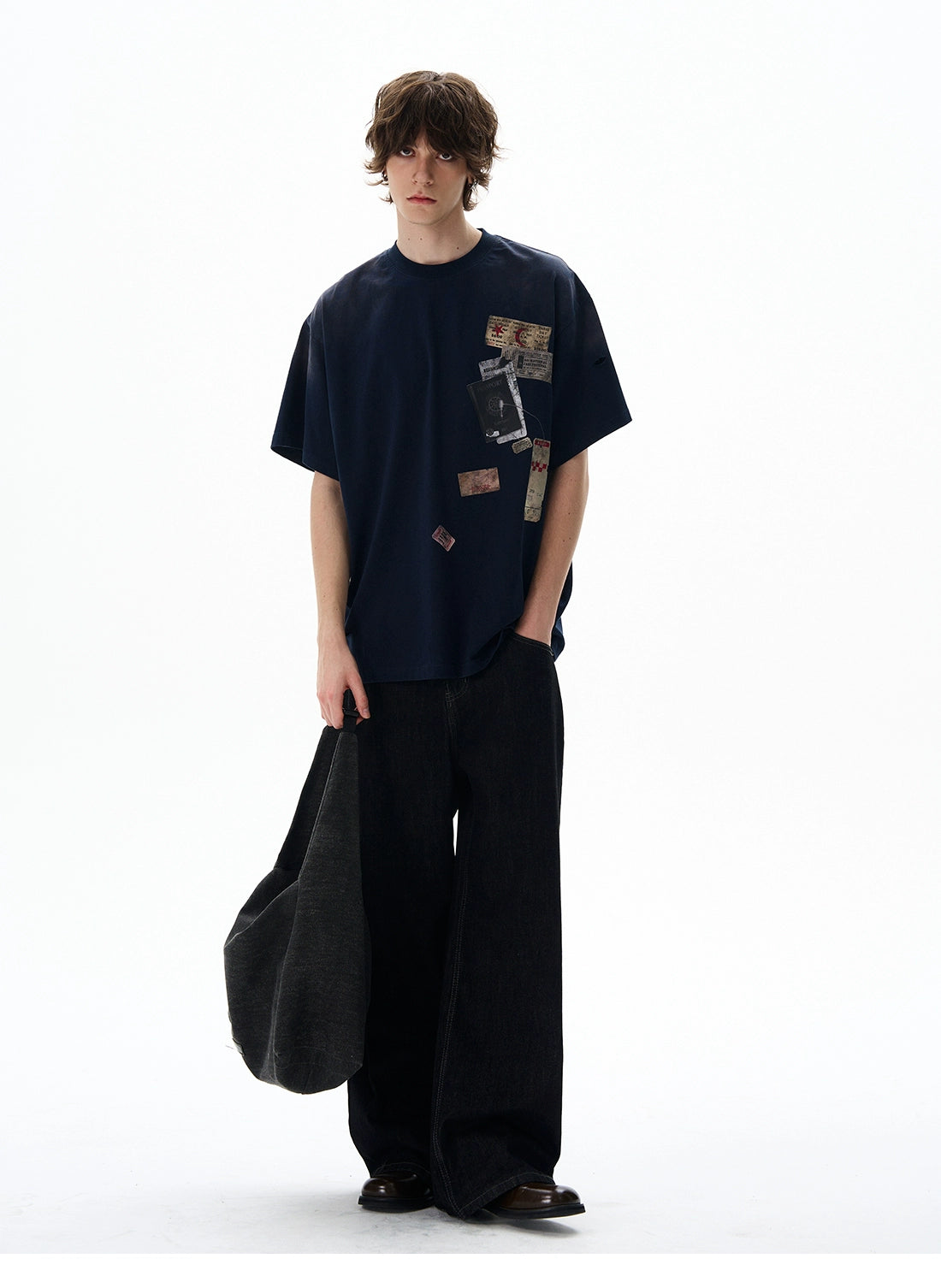 Passport Stamp Graphic Oversized T-Shirt
