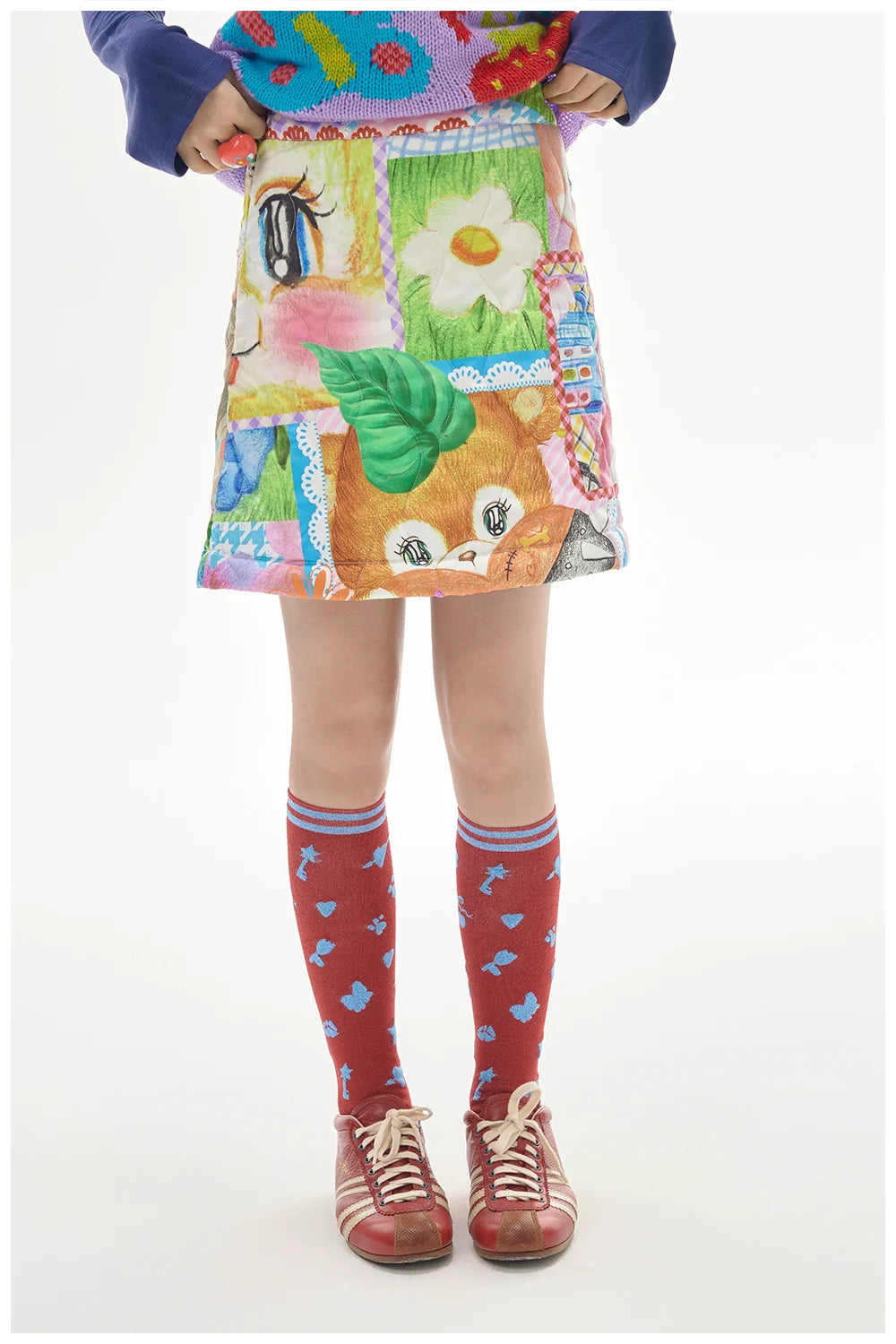 Patchwork Print Mini Skirt