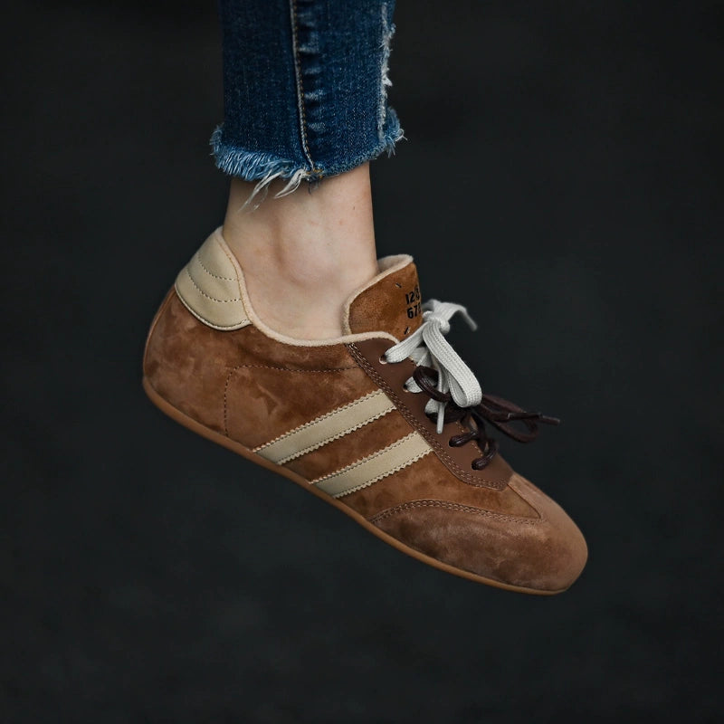 Vintage Brown Suede Stripe Shoes