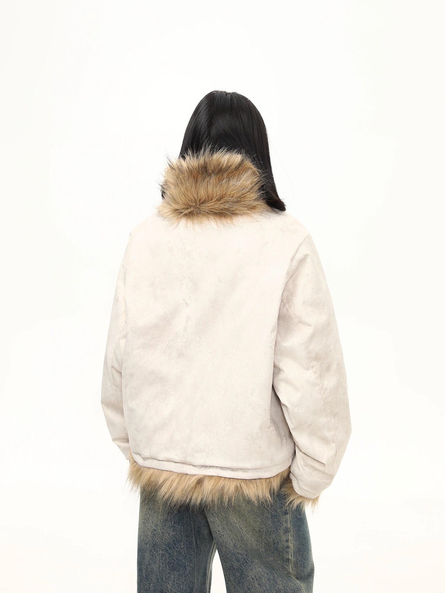 Oat Frost Faux Fur Trim Jacket
