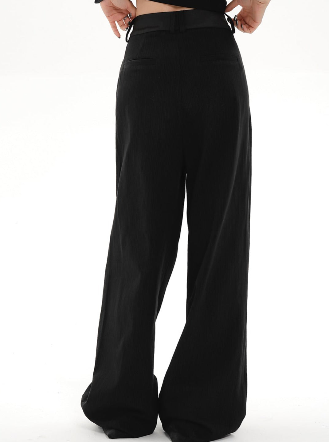 Pantalones palazzo de pierna ancha-pantalones de ajuste de cintura alta