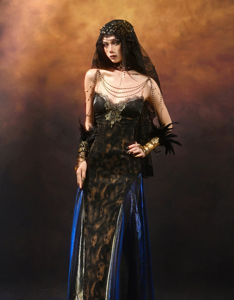 Midnight Lace Victorian Evening Gown