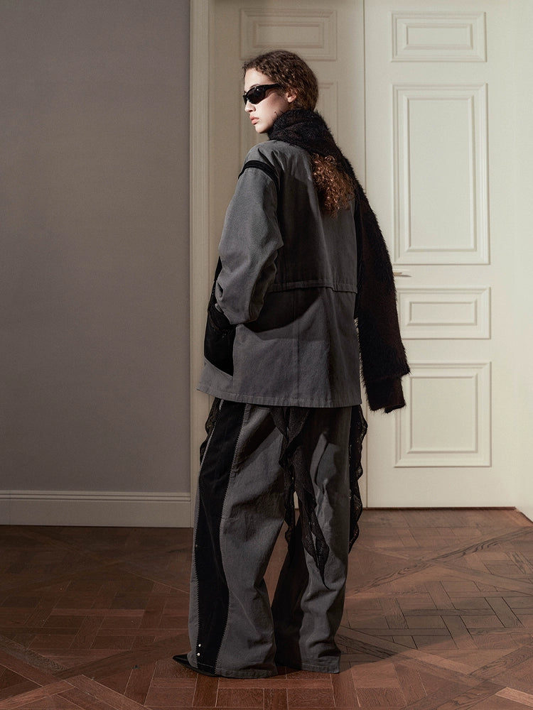 Artisan Stitch Detail Wide-Leg Pants