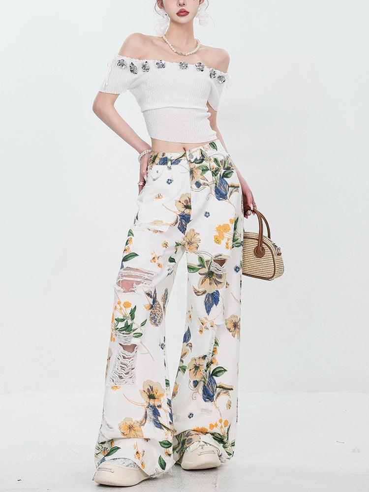 Breezy Bloom Delessed Wide Bein Jeans