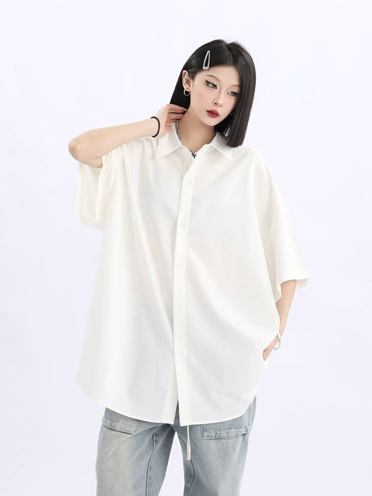 Oversized Black Button-Down Shirt