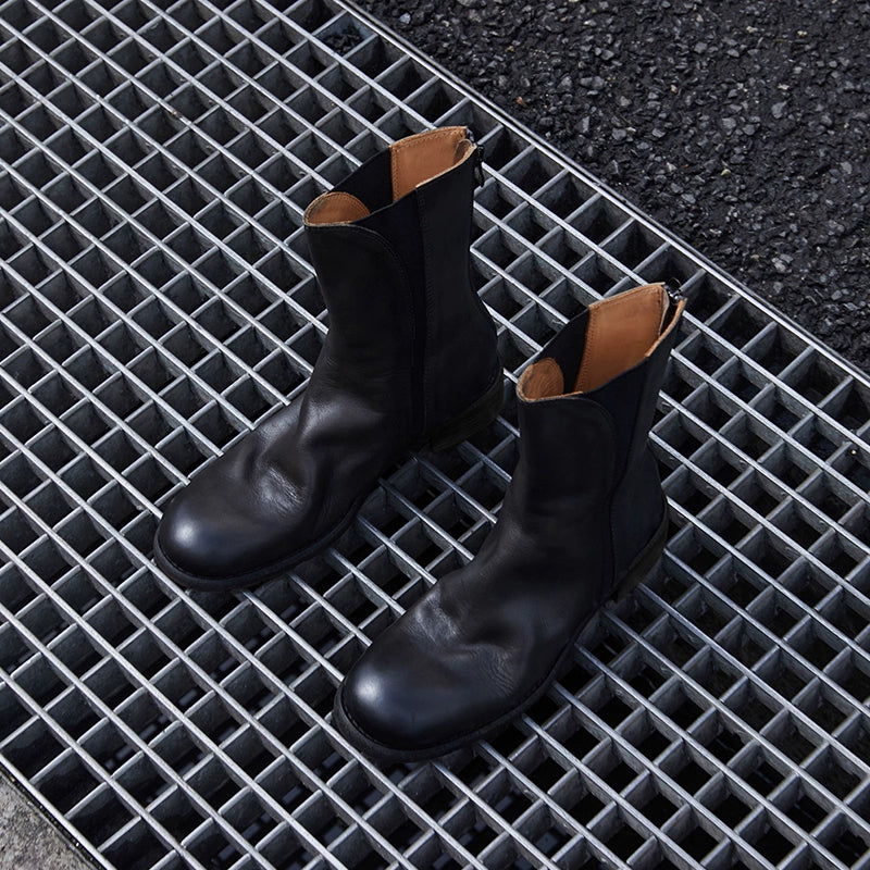 Leather Mid-Calf Boots