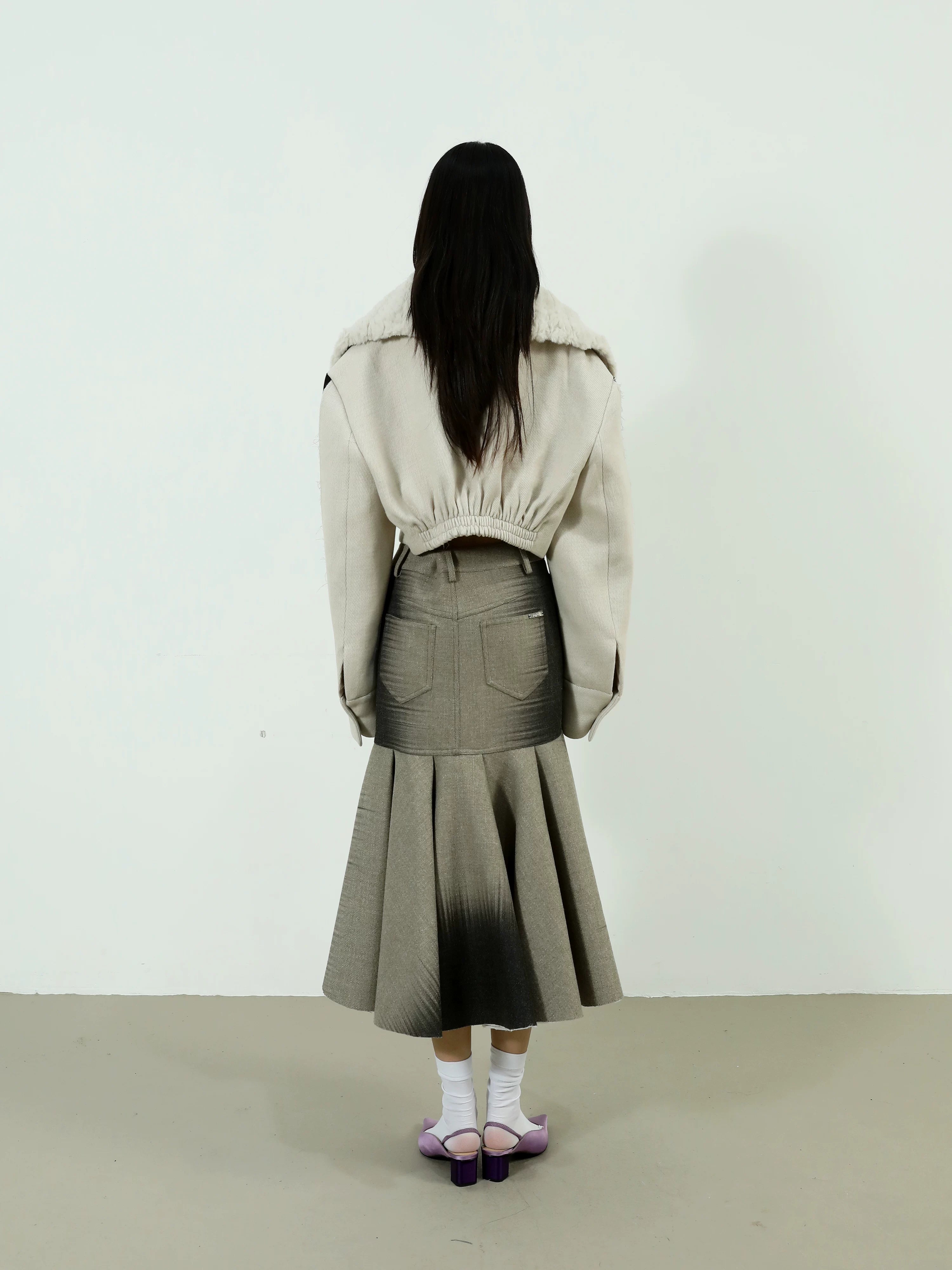 Ivoryshear Cropped Fur Collar Jacket