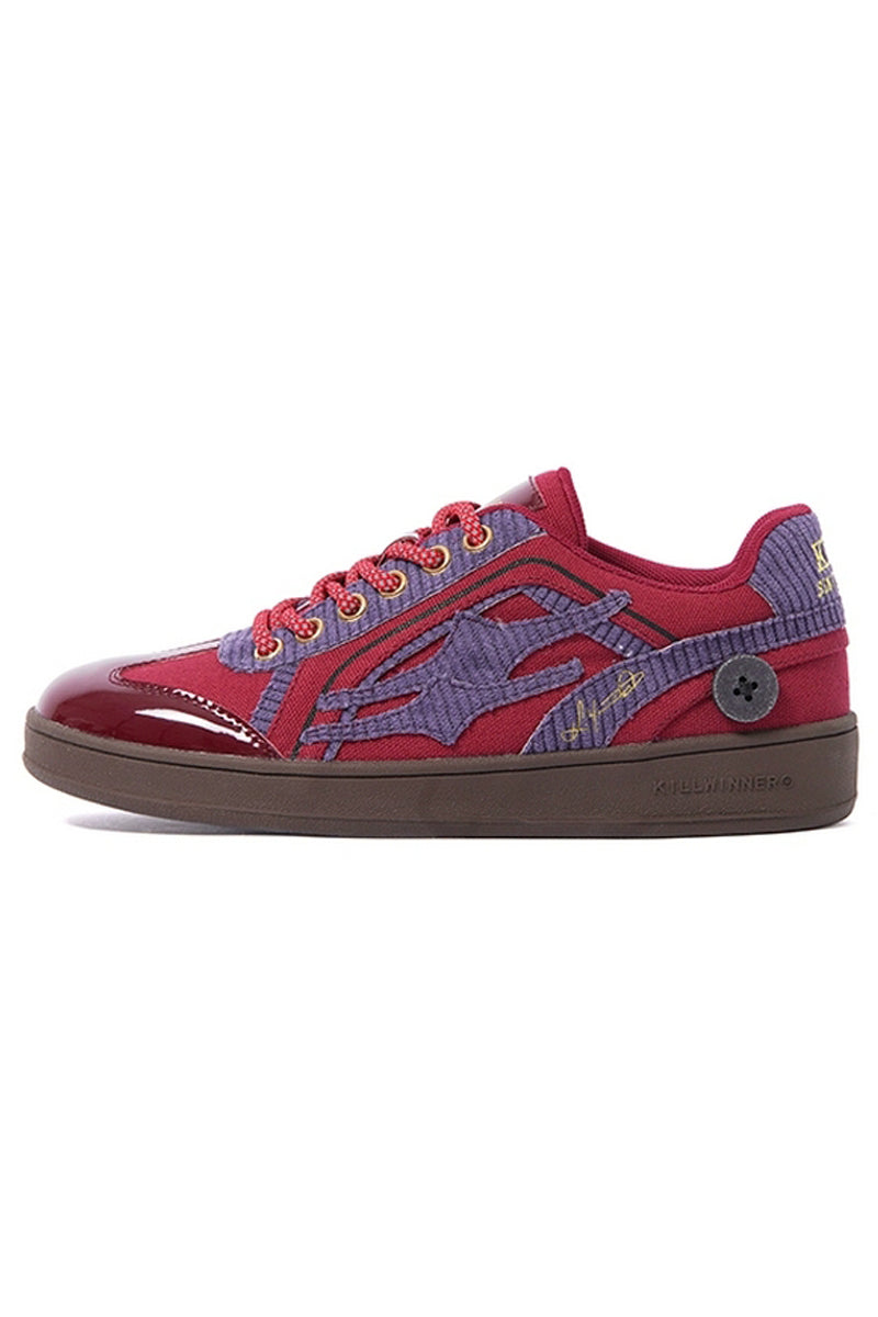 Coral Red Textured Low-Top Sneakers