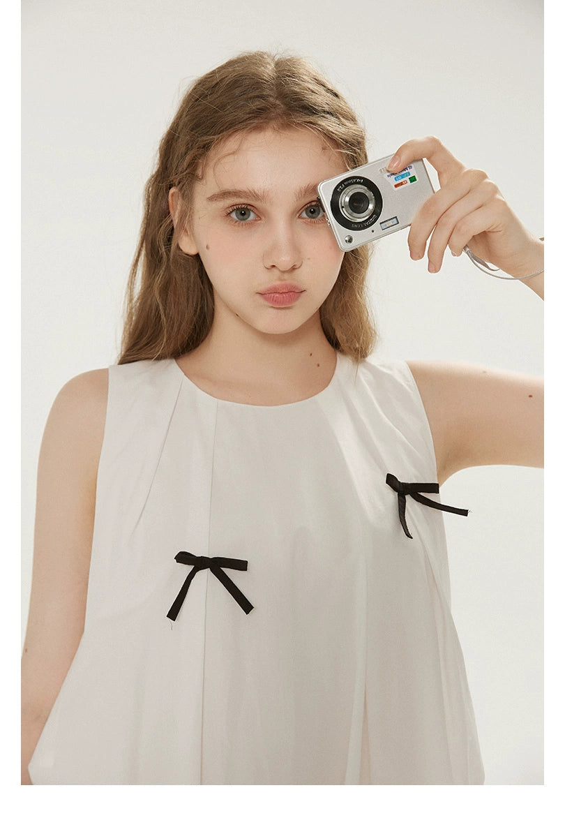 Bow Bubble Sleeveless Summer Dress