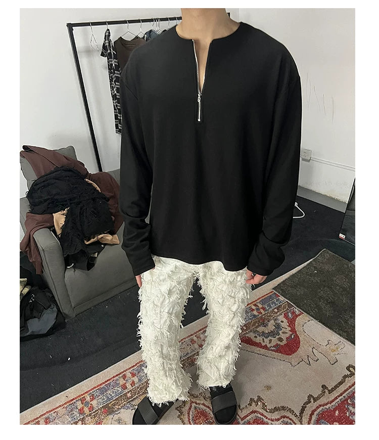 Minimal Half-Zip Long-Sleeve Sweatshirt