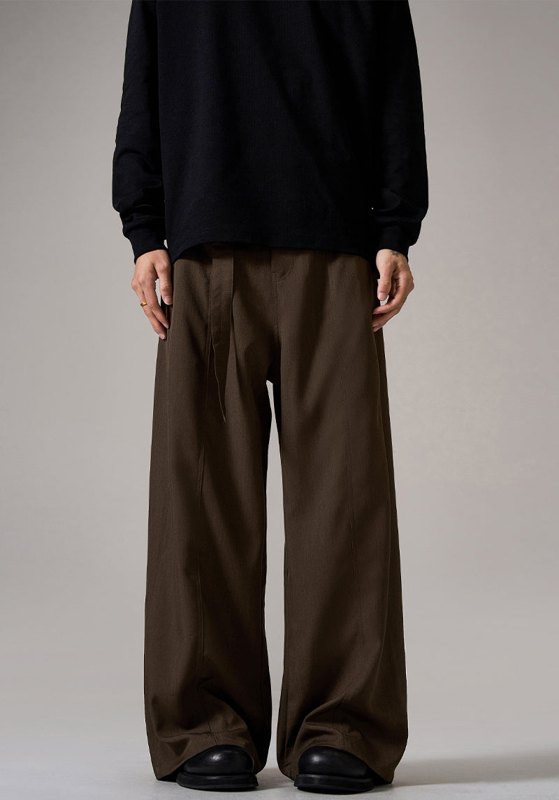 브라운 릴렉스 와이드 레그 팬츠
