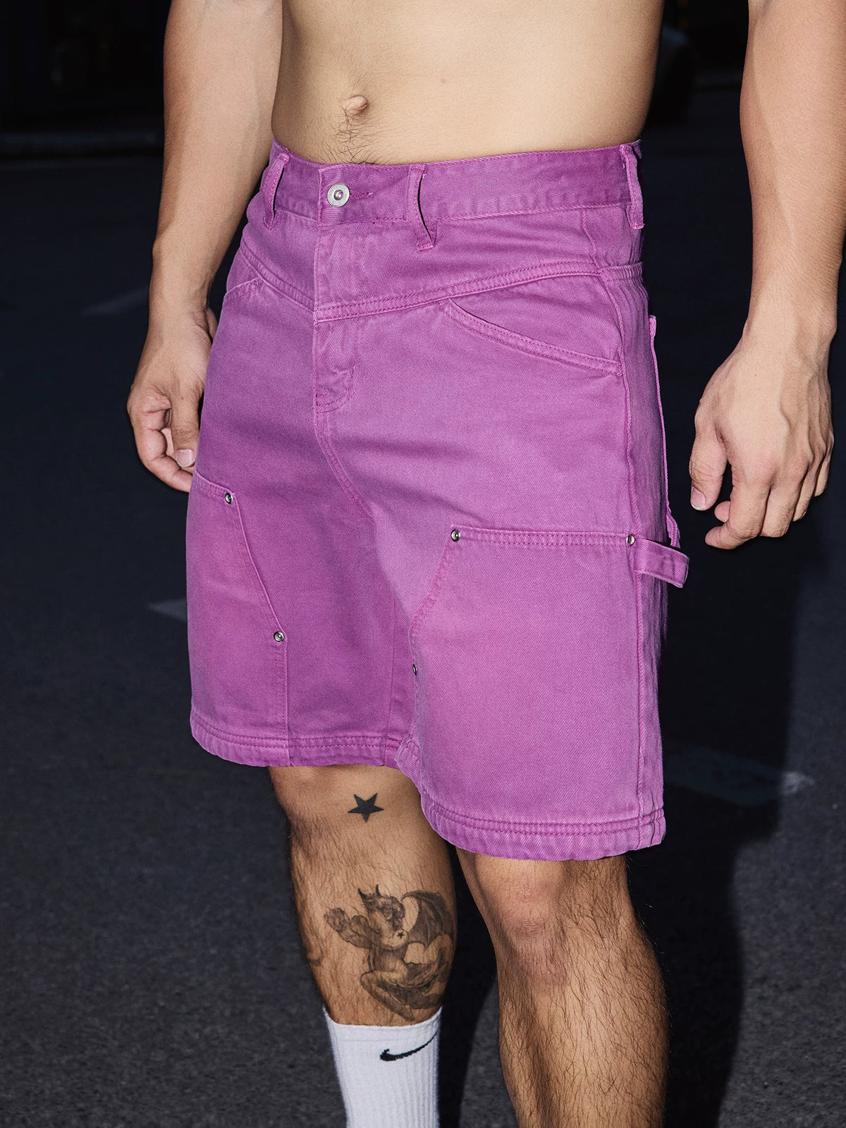 Violet Utility Carpenter Denim Shorts