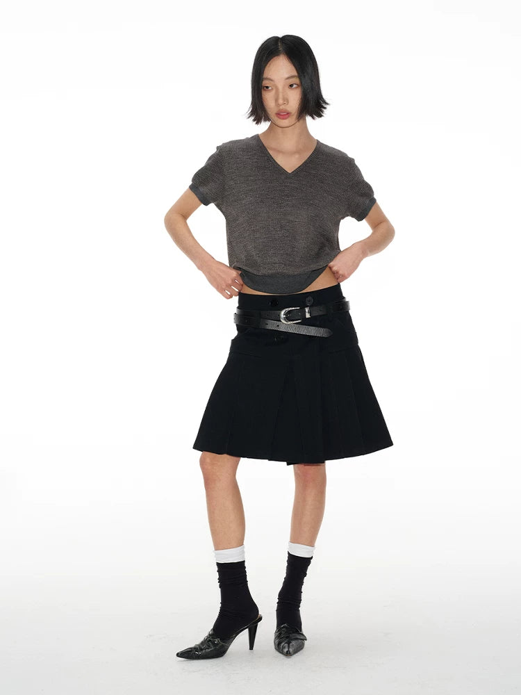 Curved Silver Buckle Belt