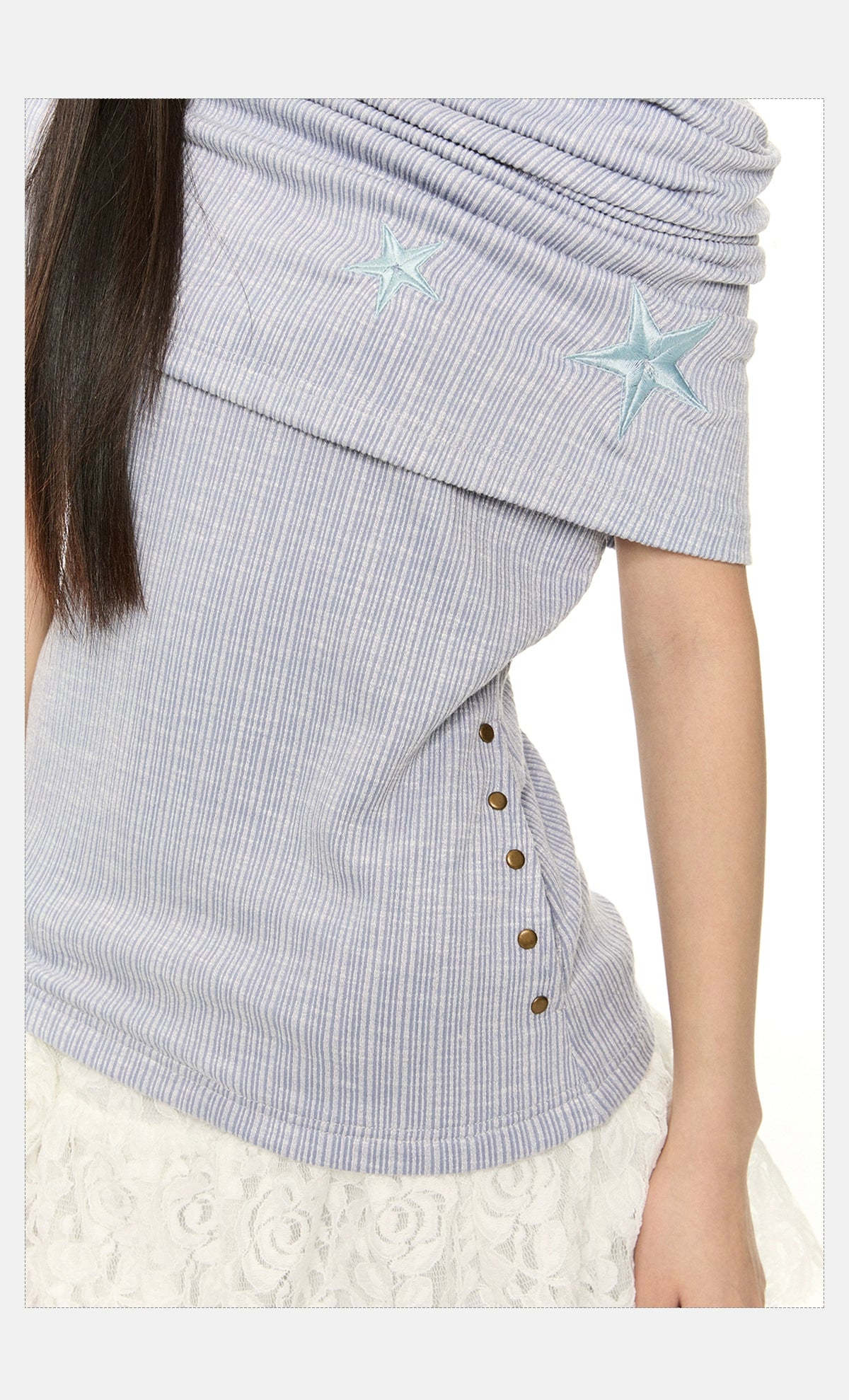 Off Shoulder Star Knit Top