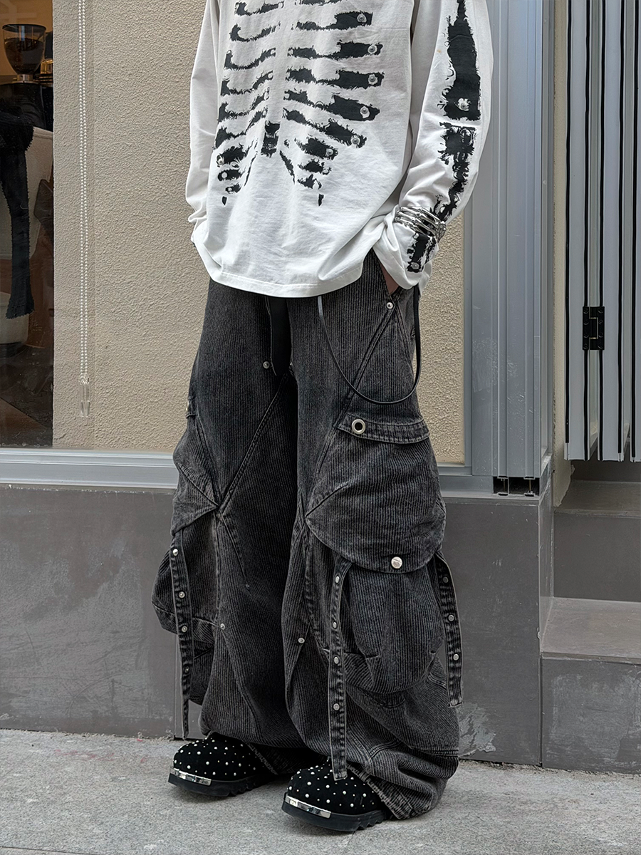 Layered Pocket Barrel Leg Jeans