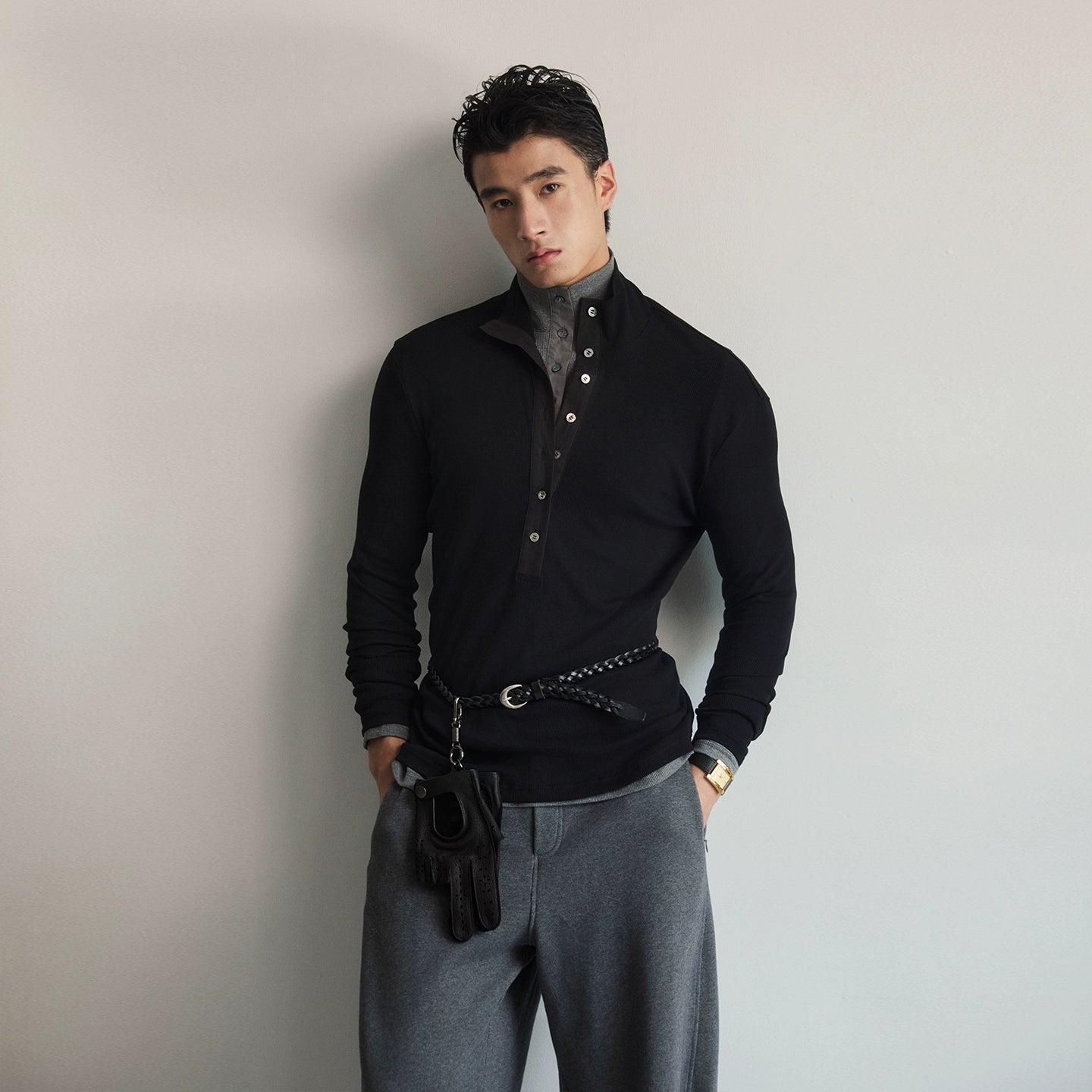 ShadowPlunge Contrast Placket Polo