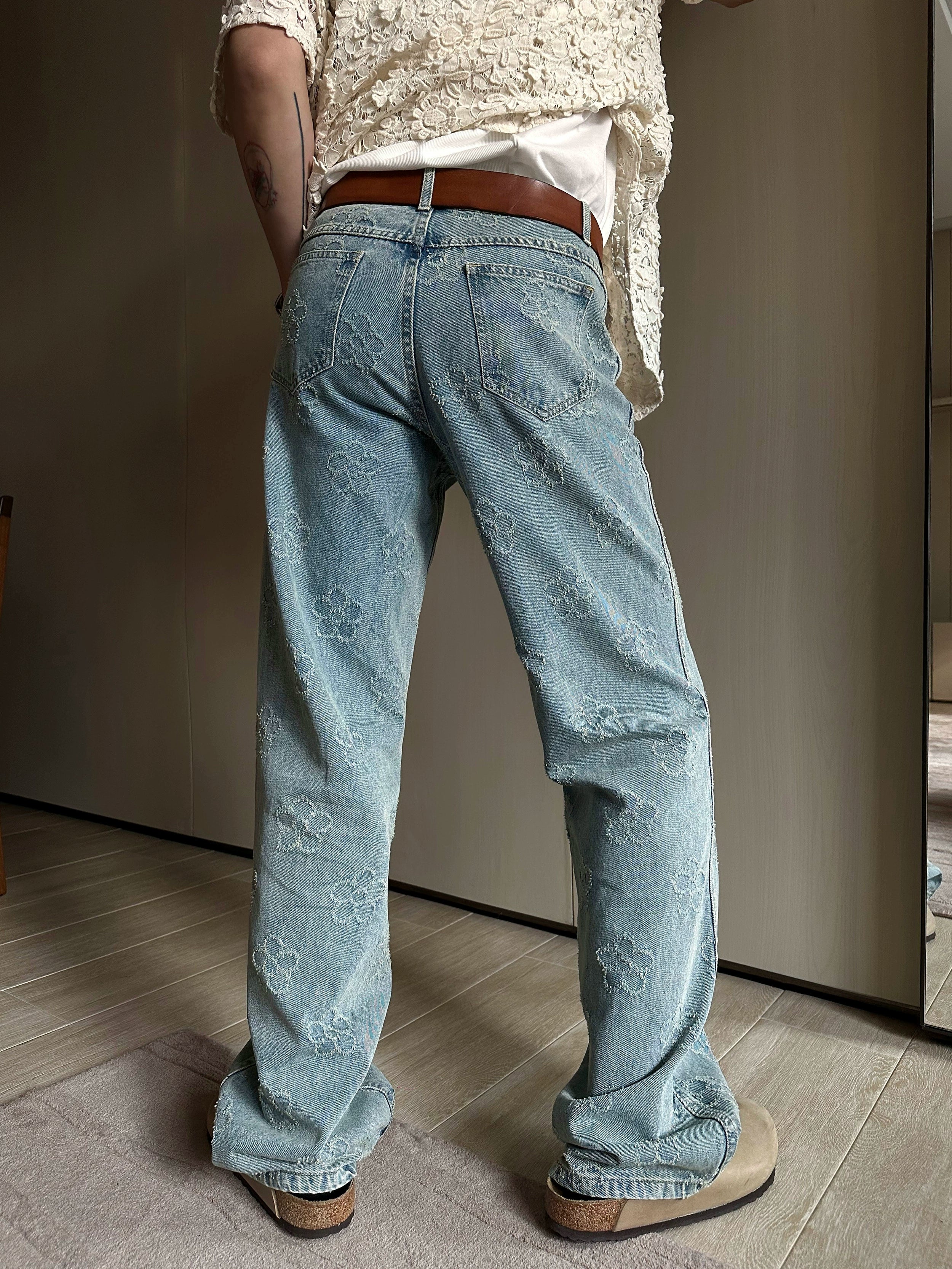 Light Blue Floral Jeans