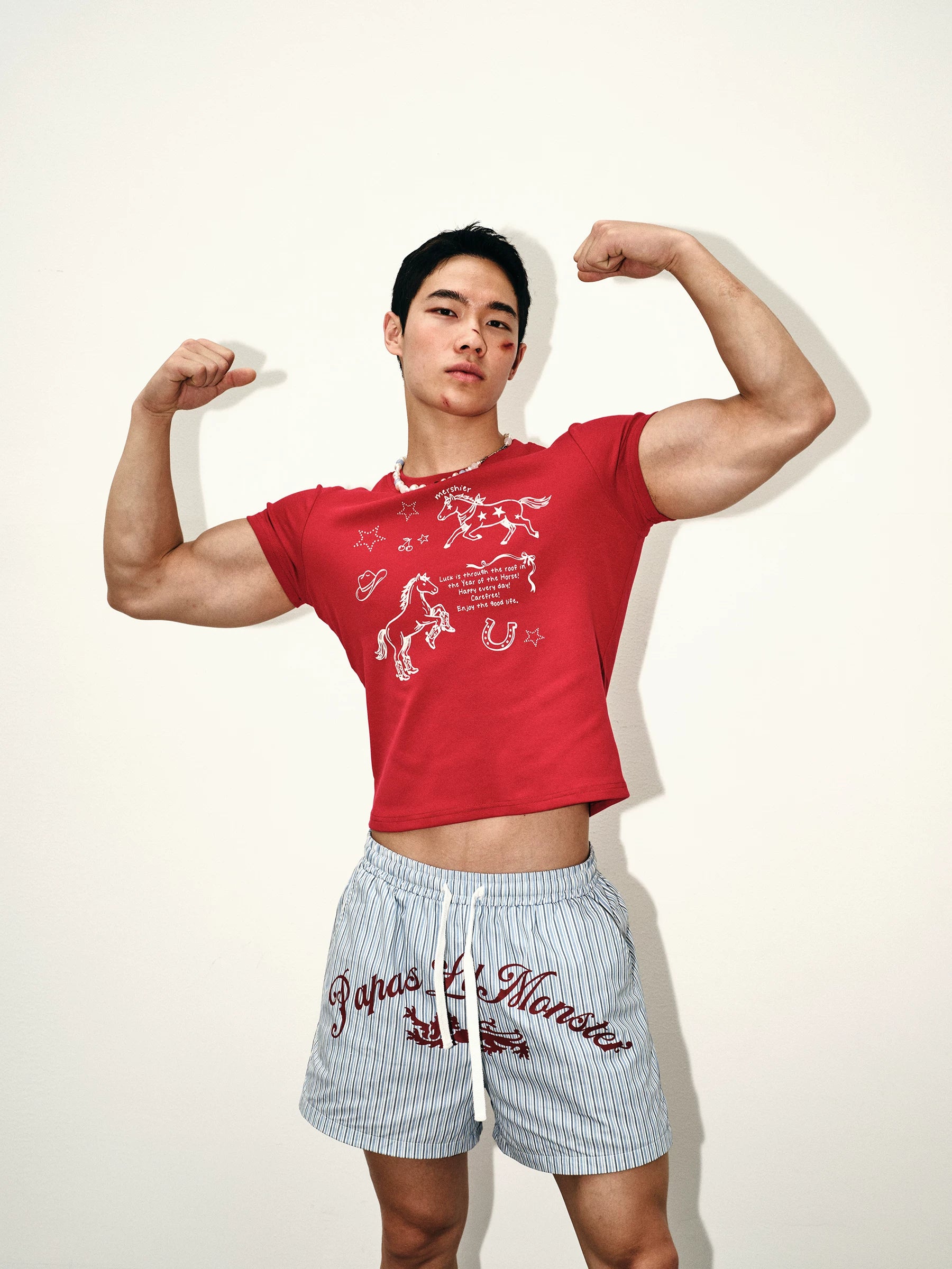 Sky Stripe Logo Shorts