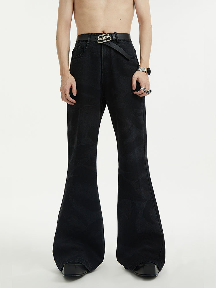Abstract Print Wide-Leg Jeans