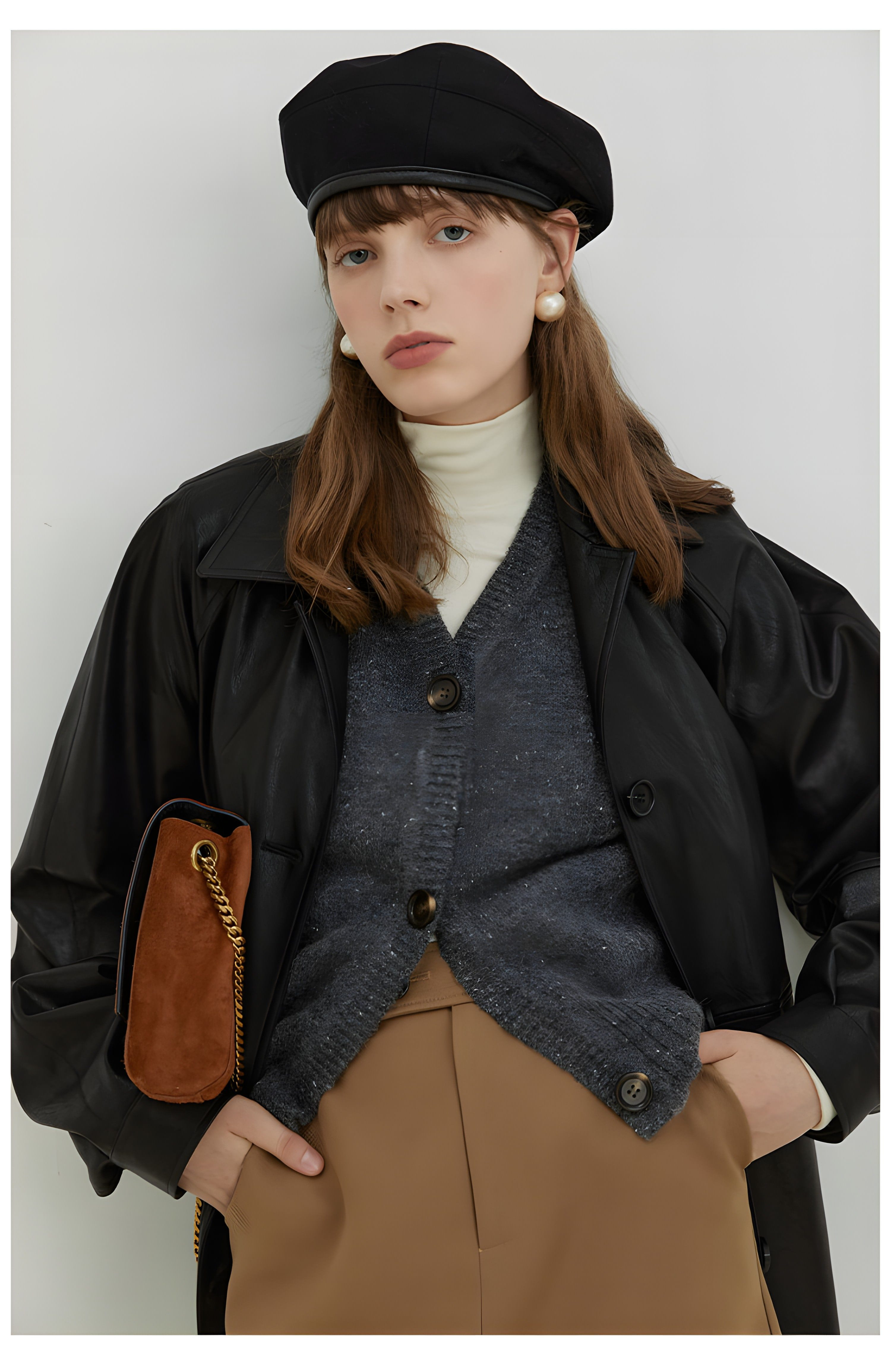 Black Retro-Style Eco-Friendly Pu Leather Moto Jacket - chiclara