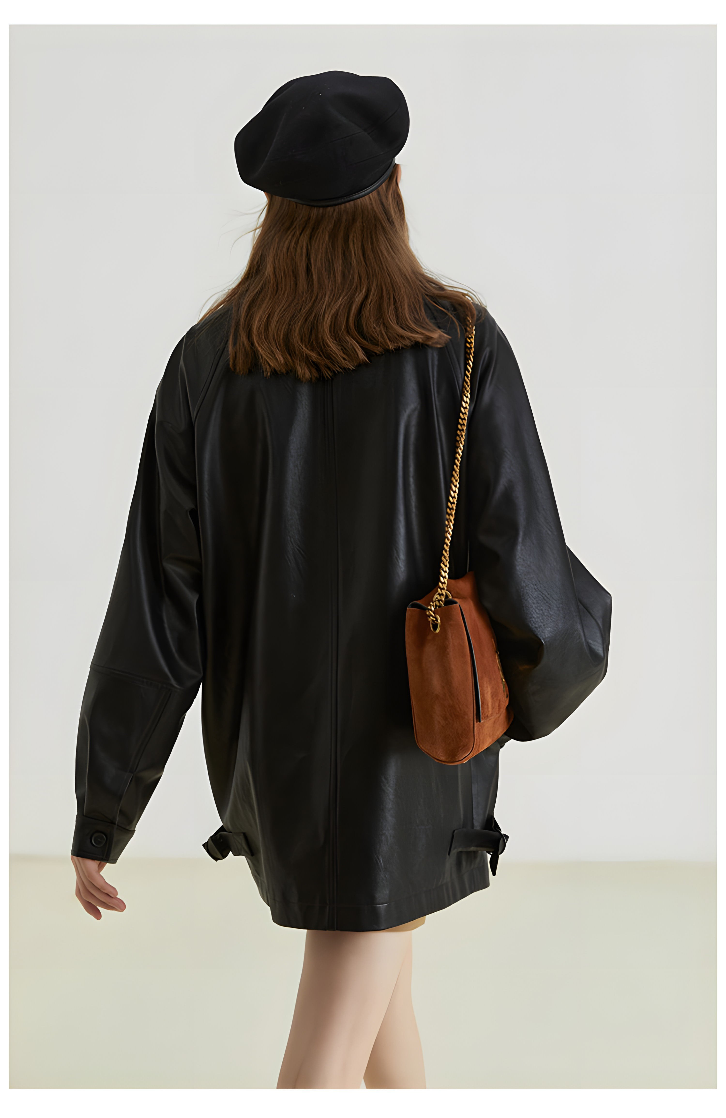 Black Retro-Style Eco-Friendly Pu Leather Moto Jacket - chiclara