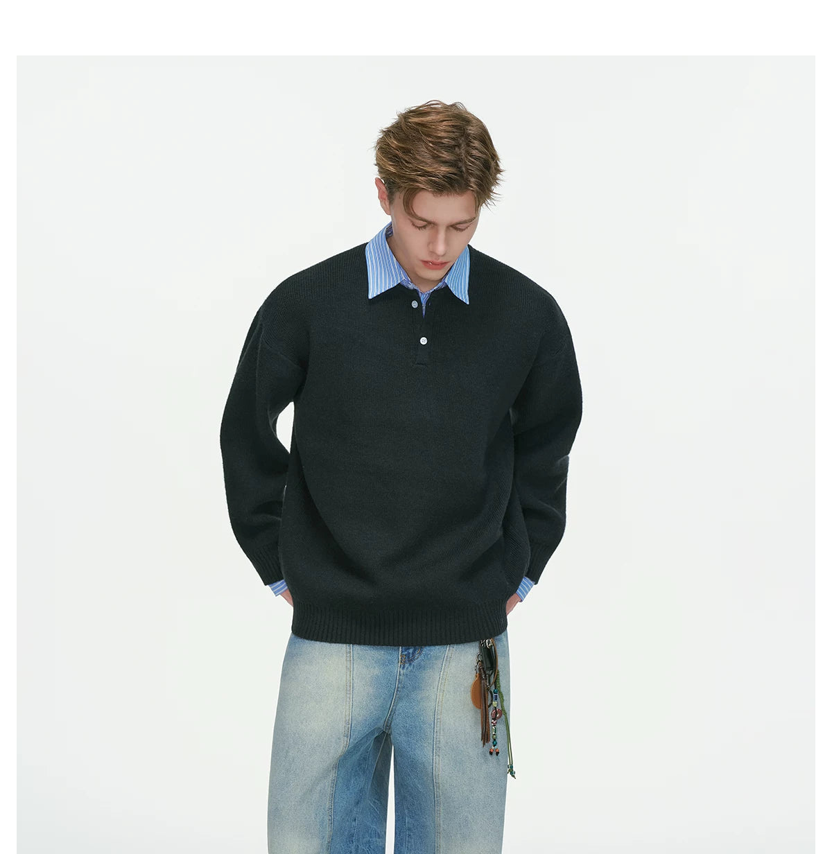 Oxford Layer Knit Polo Sweater