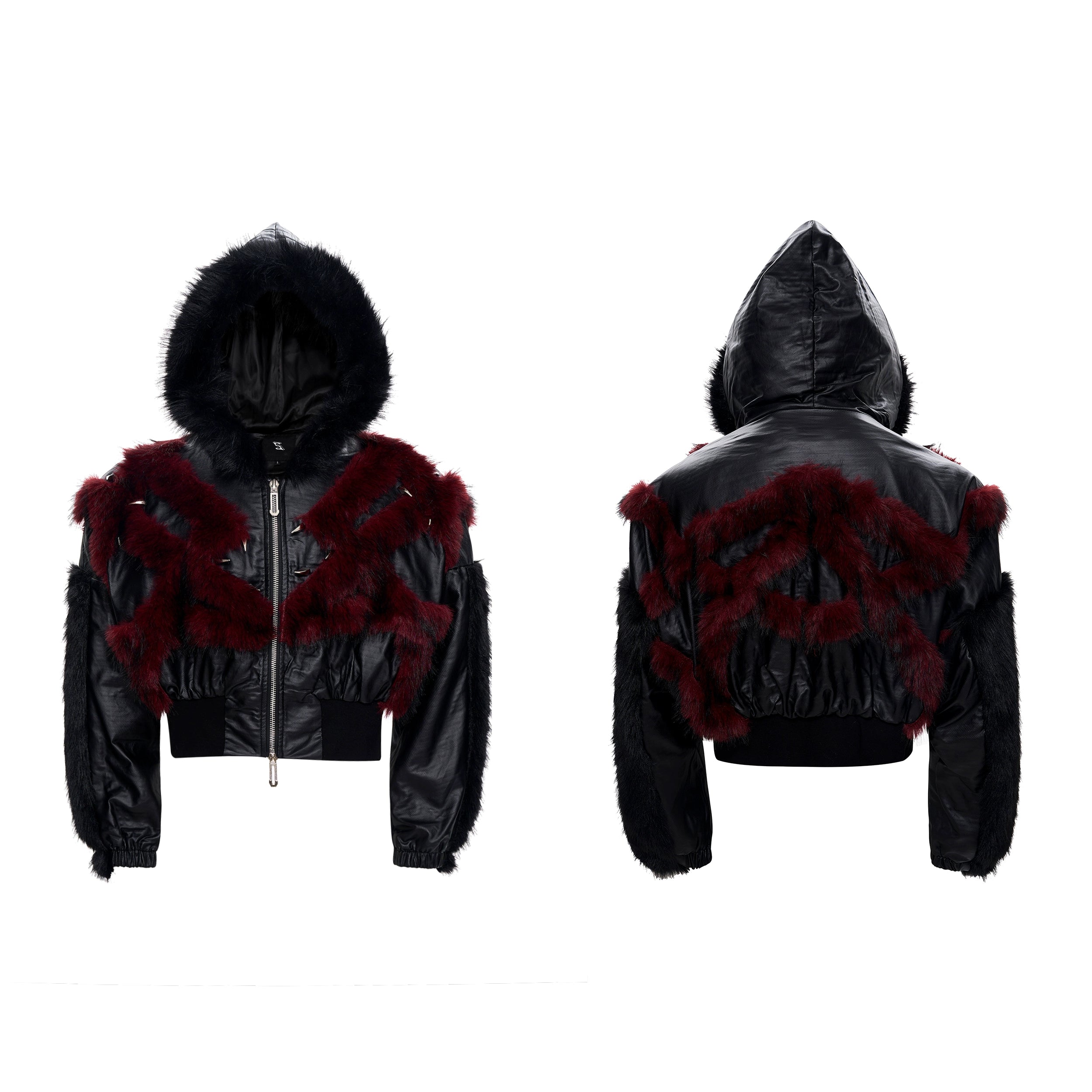 Faux Fur Trimmed Cropped Hoodie Jacket