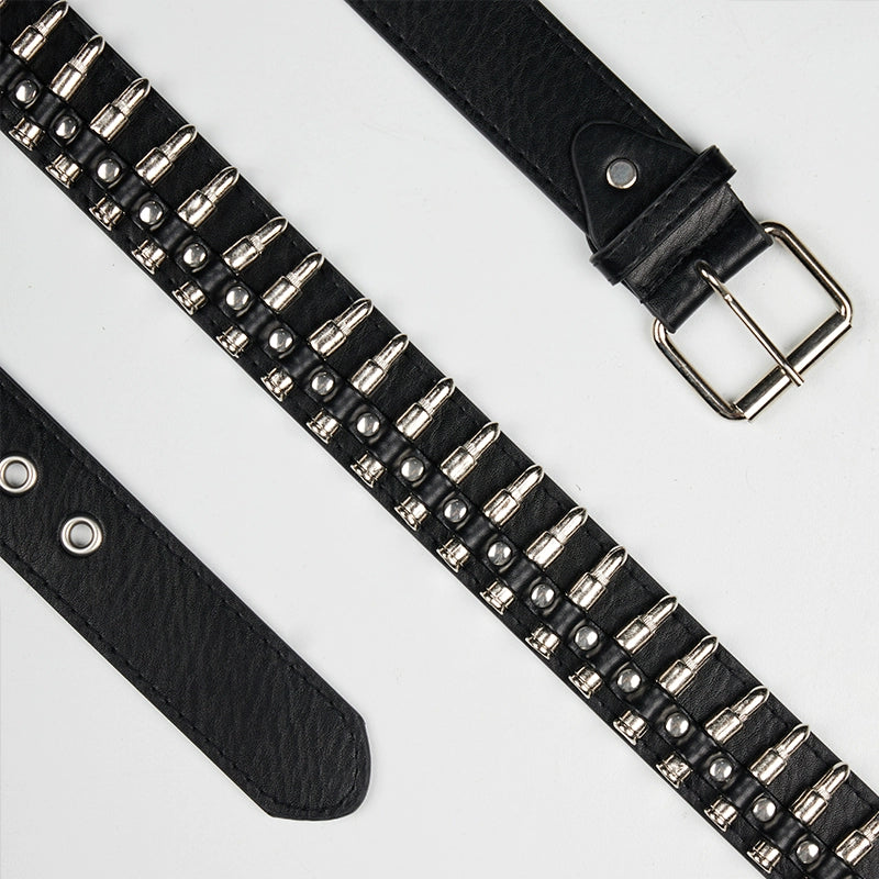 Black Bullet Studded Leather Belt