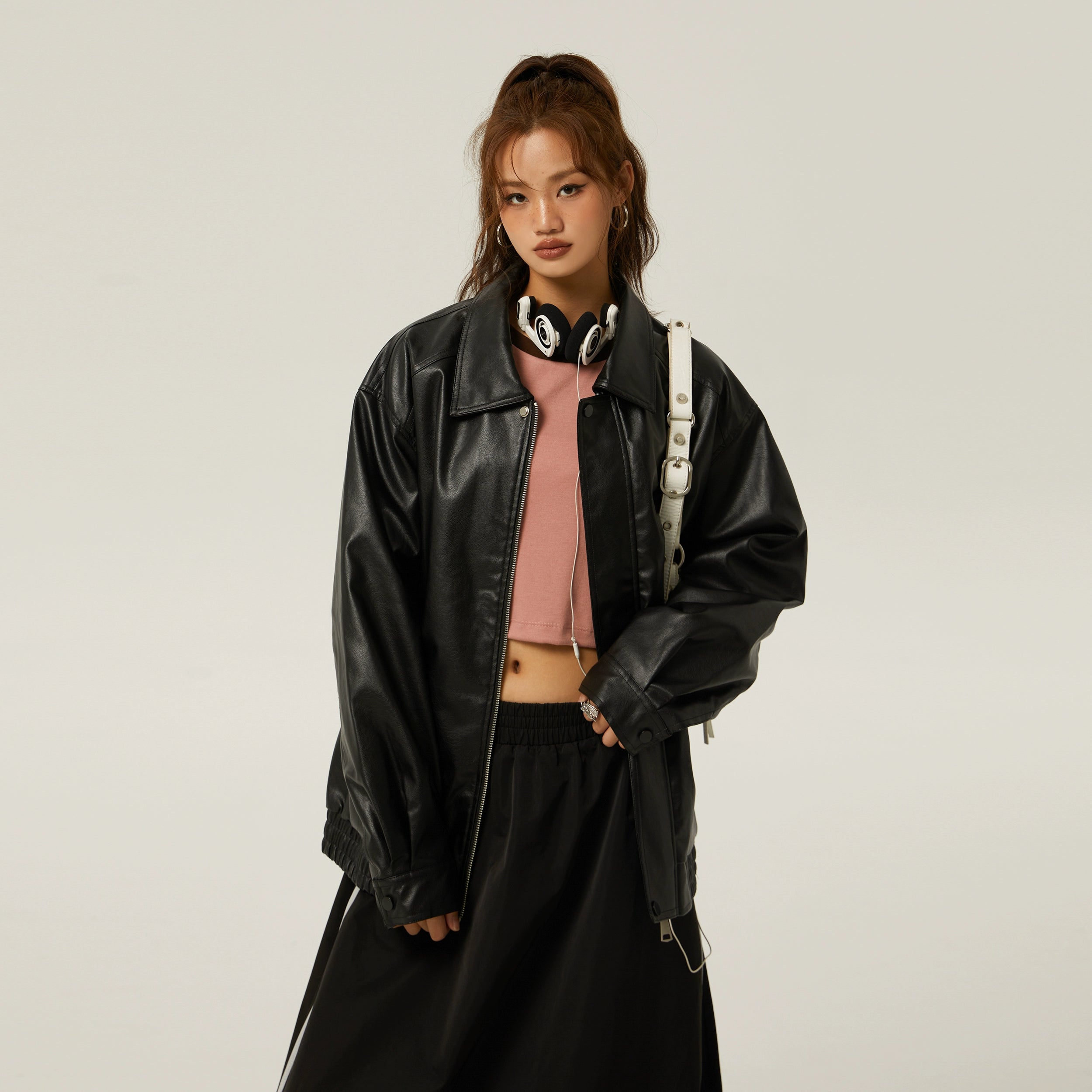 Retro Rebel Leather Bomber Jacket - chiclara