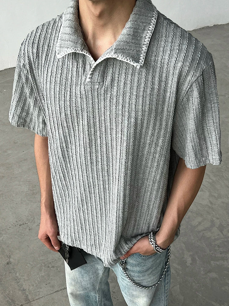Edge Textured Knit Polo
