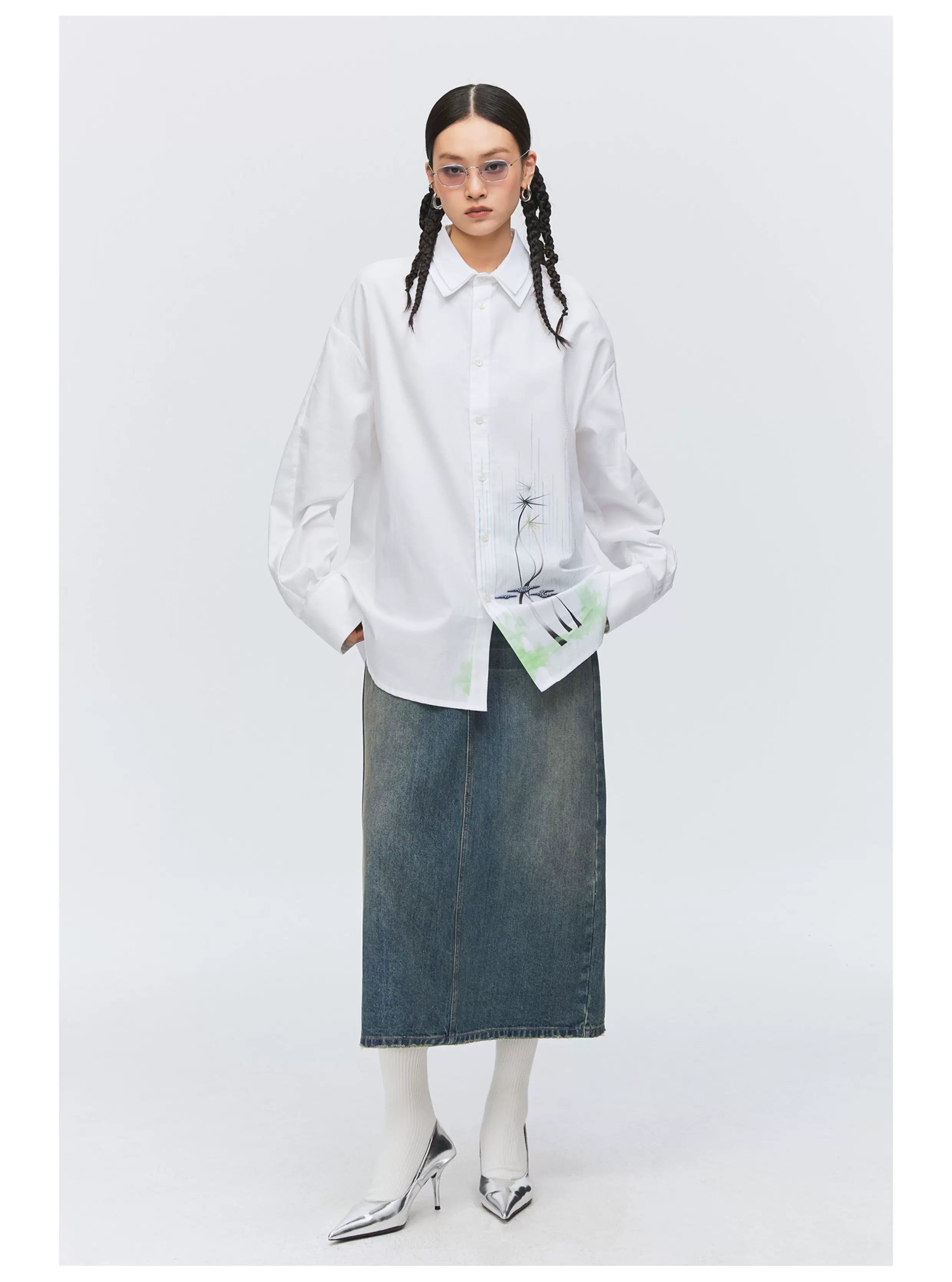 Stonefade Denim Midi Skirt