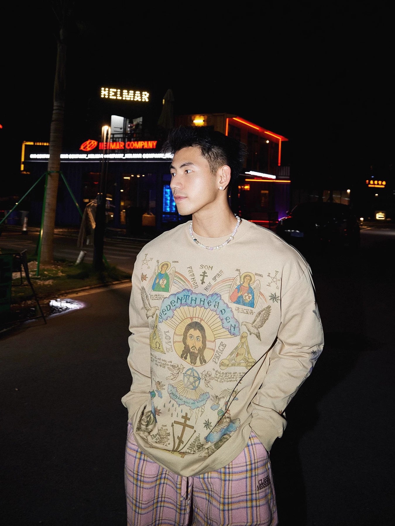 Religious Icon Print Oversized Sweatshirt
