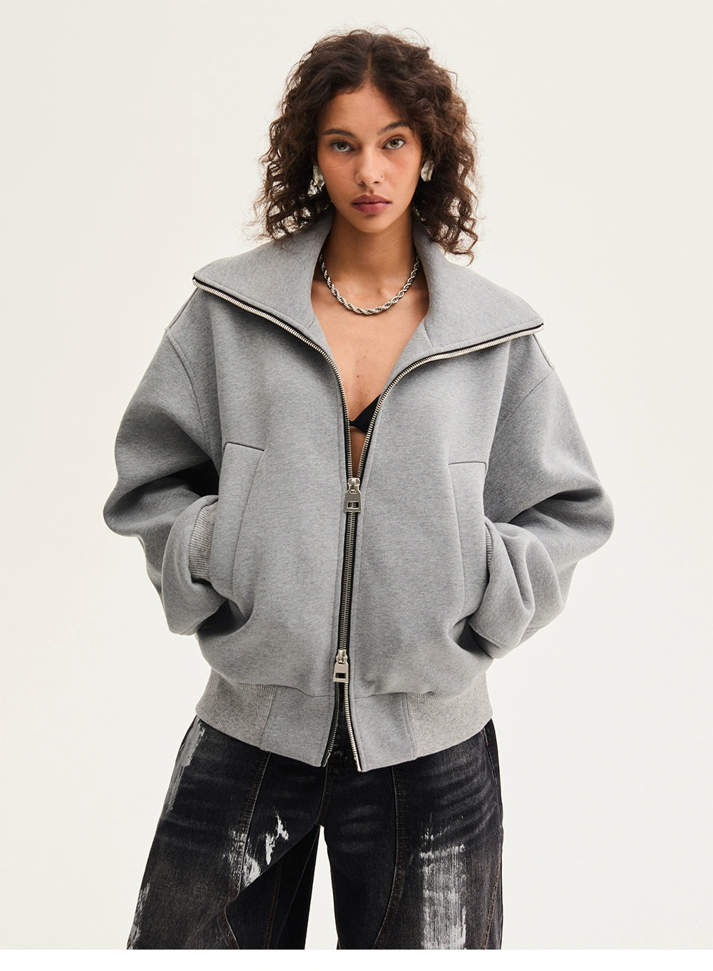 CollarRamp High-Neck Zip Bomber