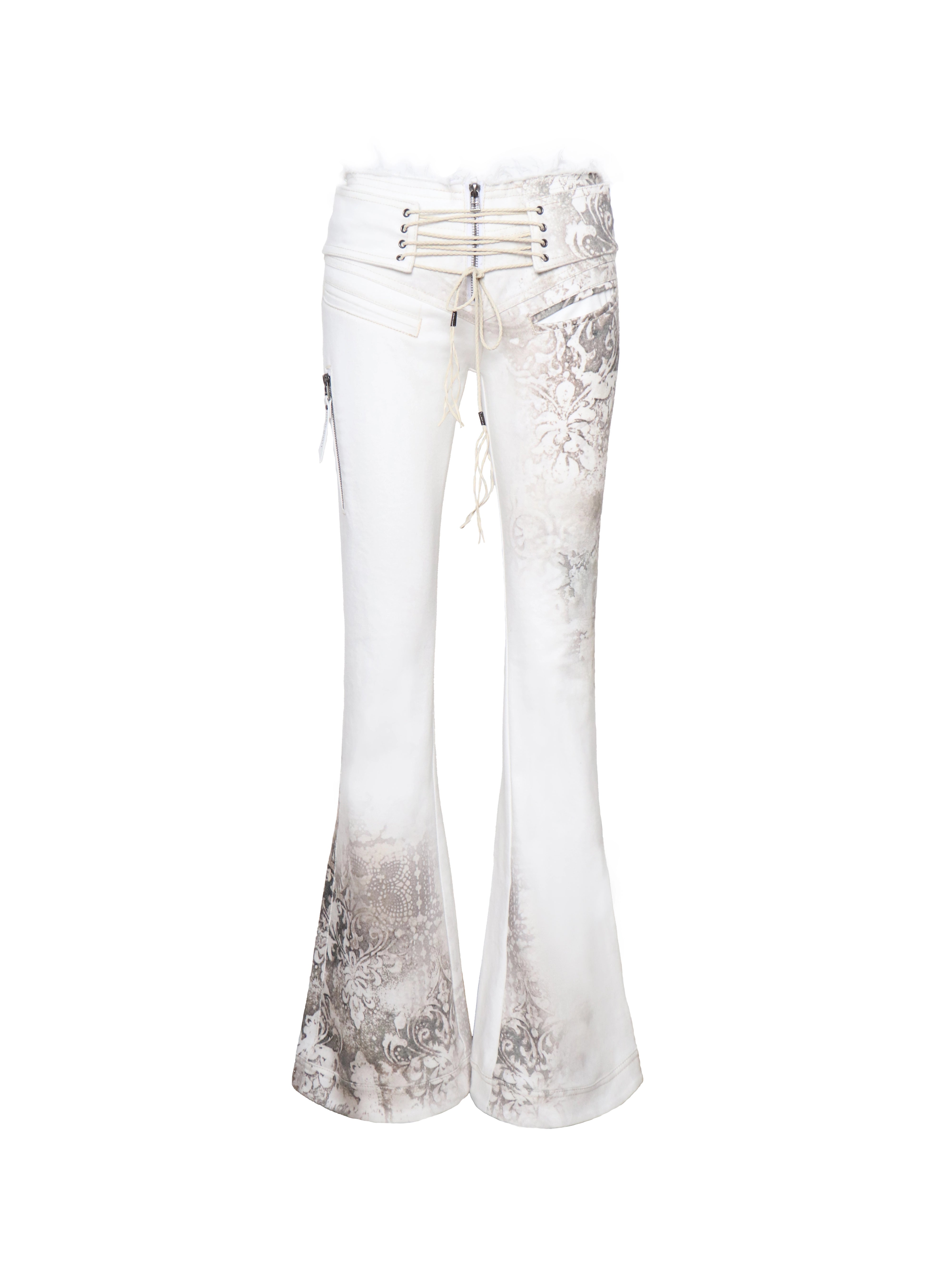 Ivory Baroque Ombre Flare Pants