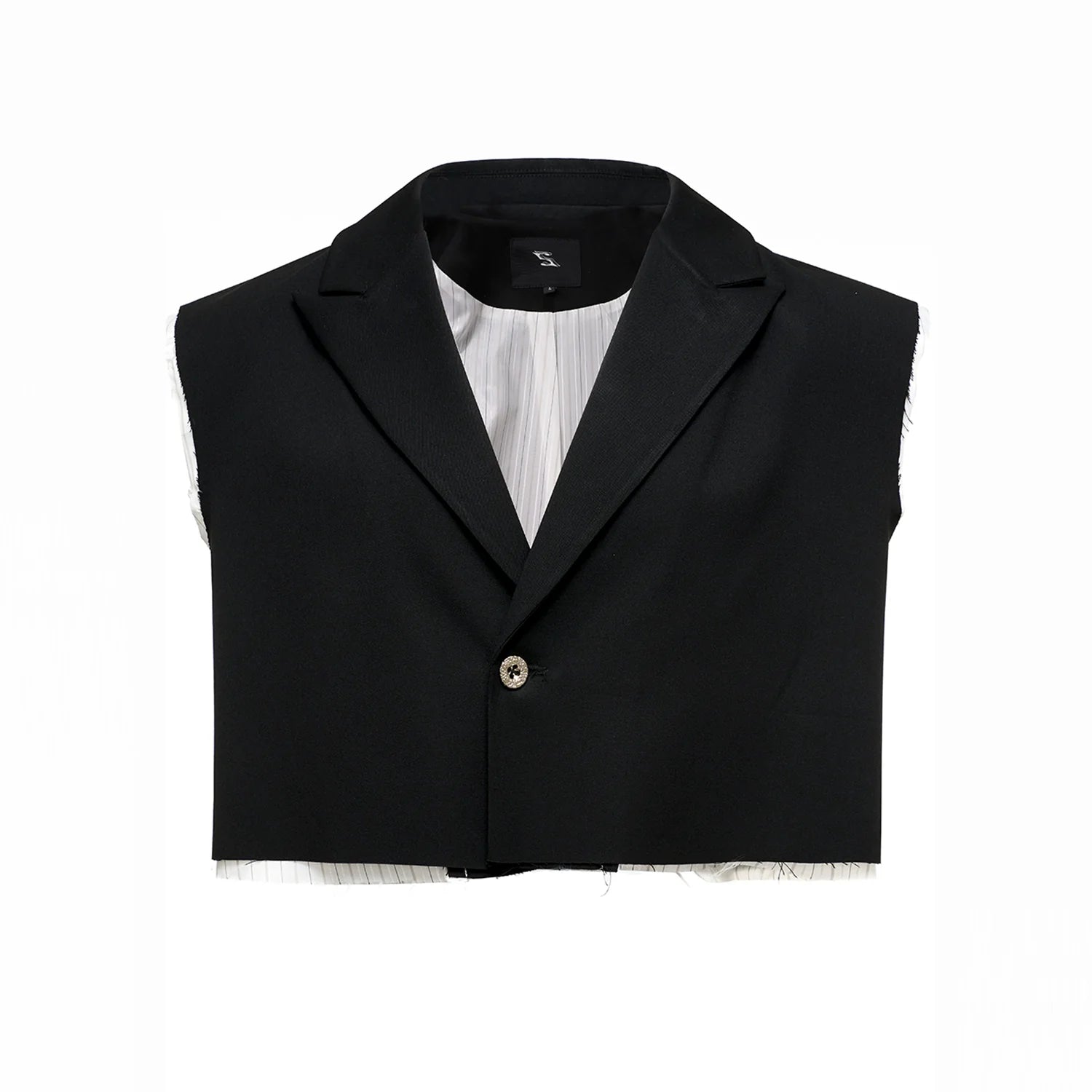 Cropped Black Sleeveless Blazer and Pants Setup