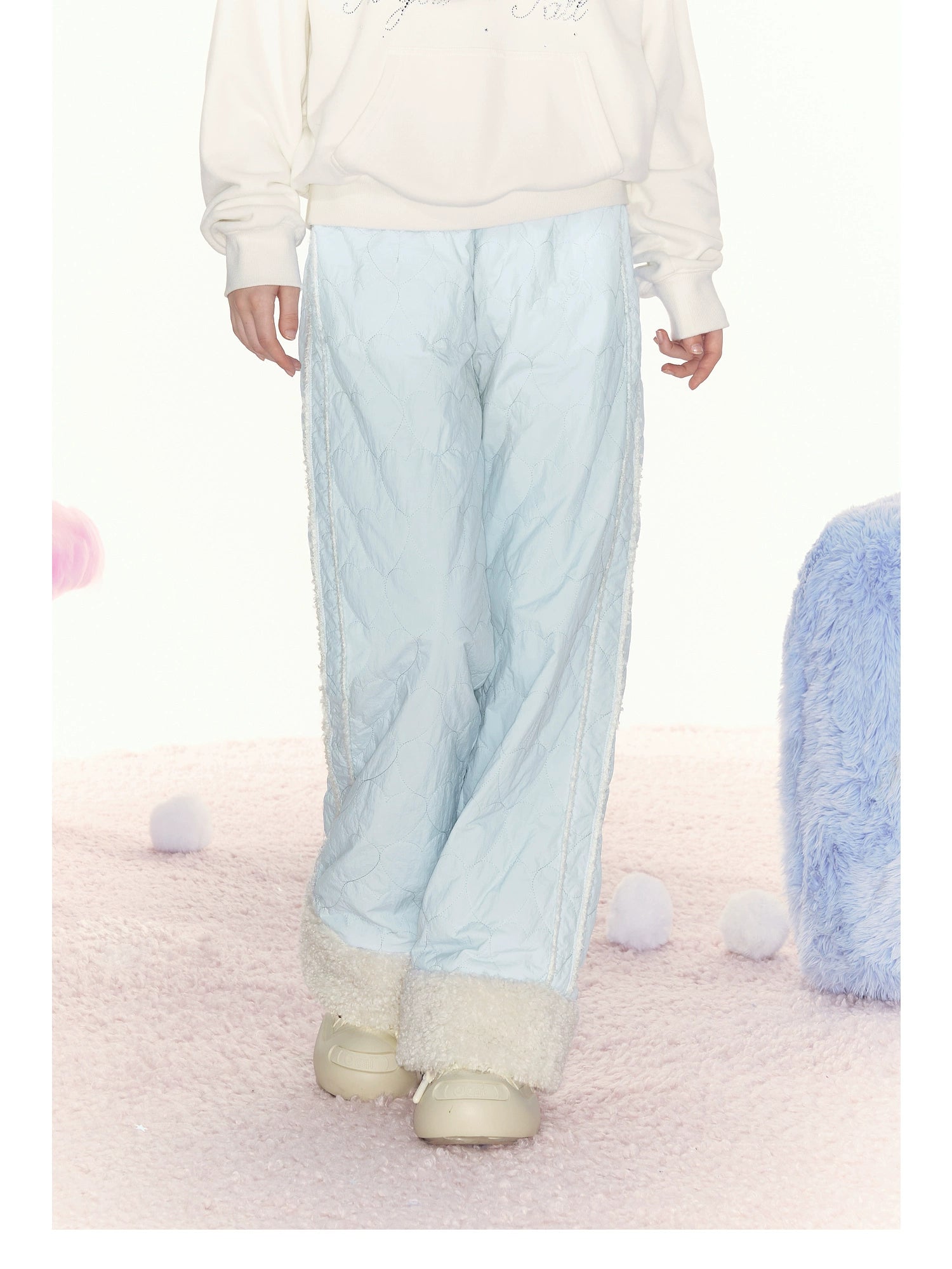 Sherpa-Lined Pink Track Pants