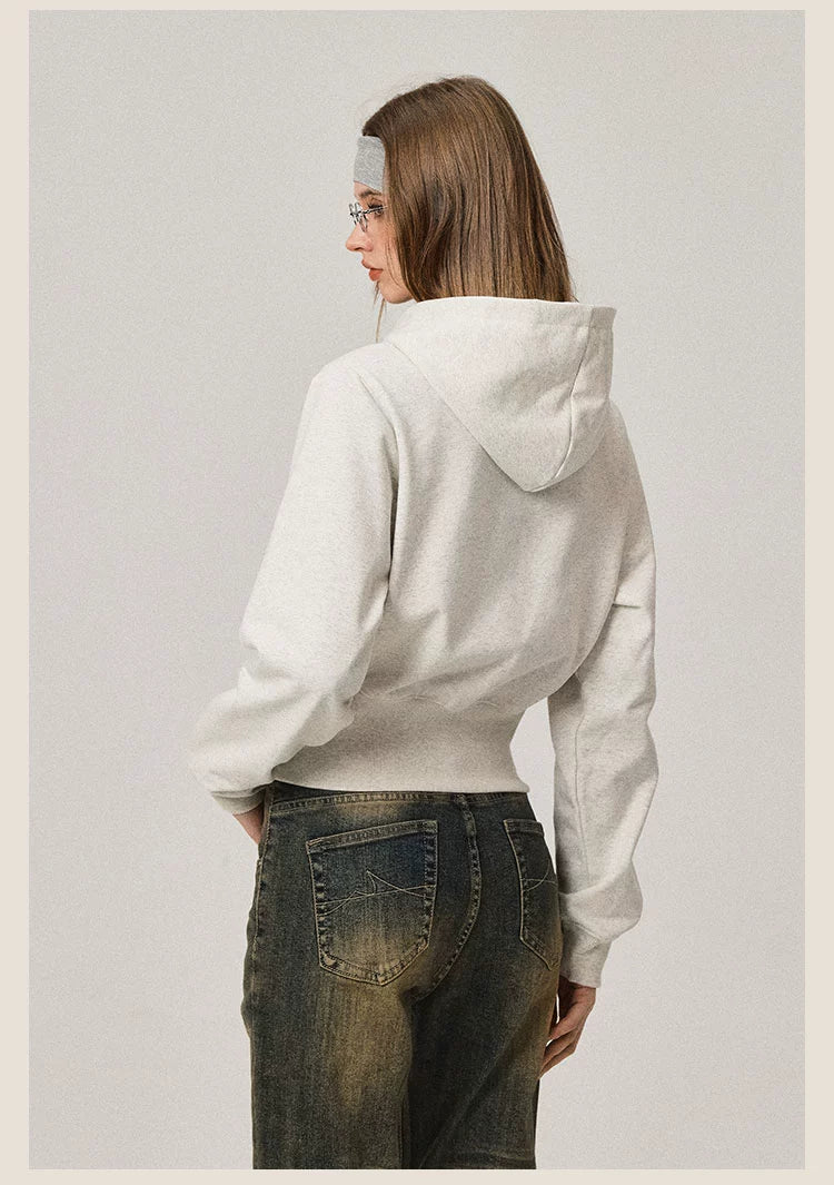 Cardigan à capuche rétro double zip