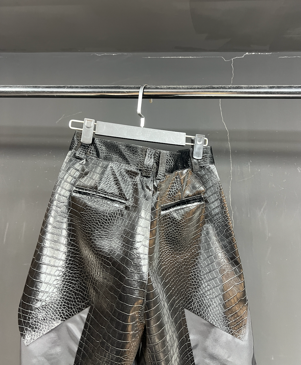Obsidian Glacier Reptile Ruched Flare Pants